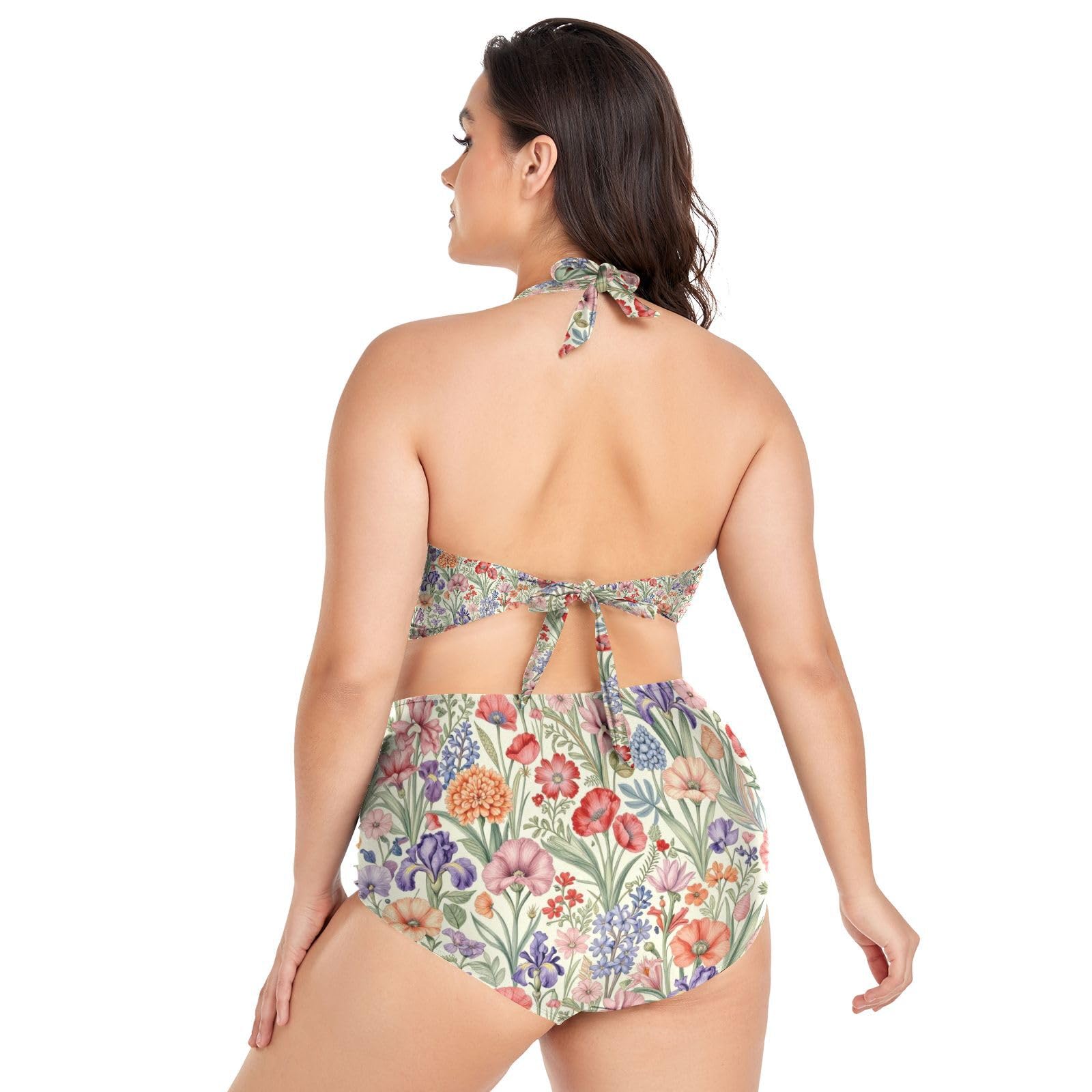 FRODOTGV Costumi da bagno donna taglie forti L-4XL | 92% poliestere 8% spandex tessuto elastico spallacci regolabili per viaggi tropicali e attività acquatiche fiori selvatici