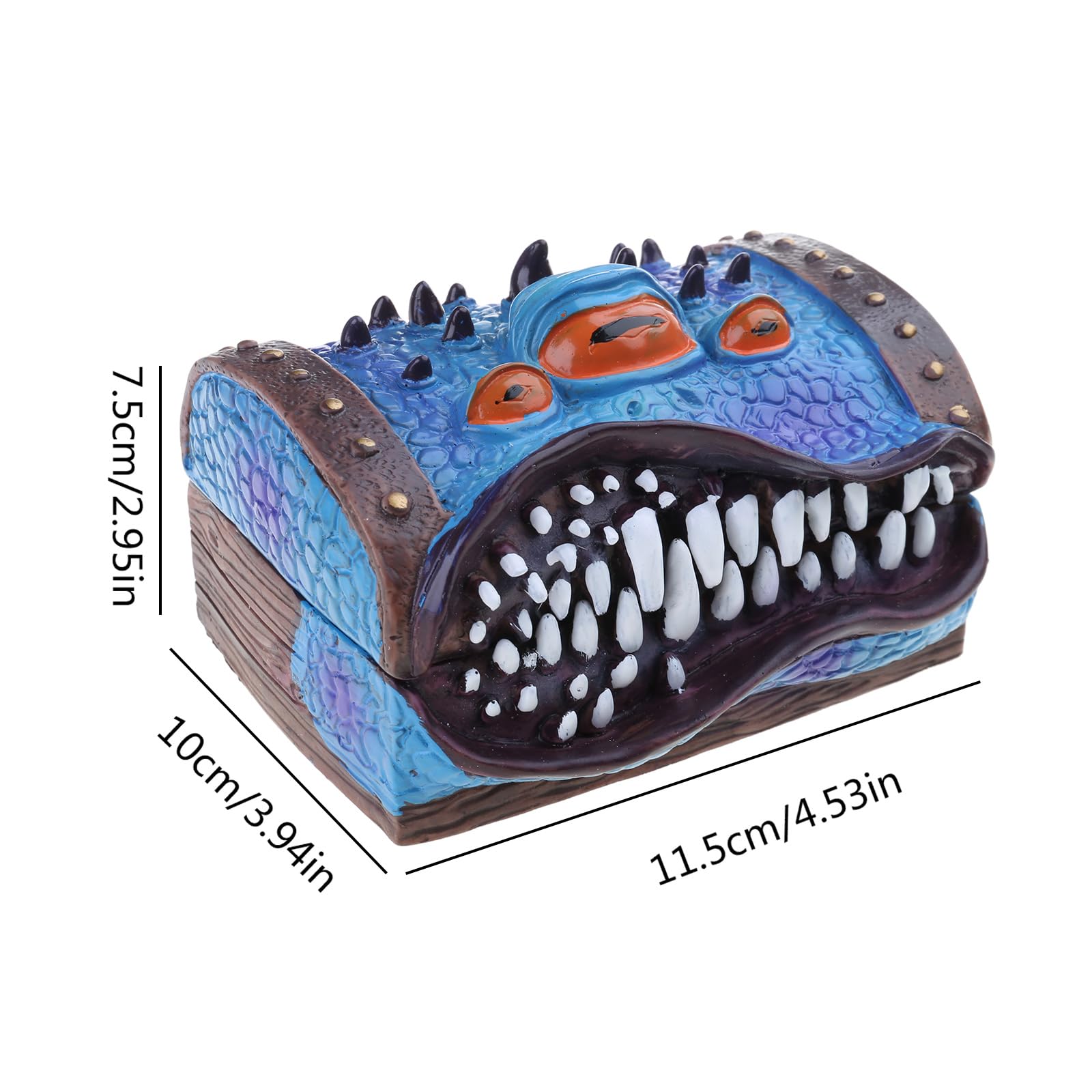 Soporte para dados de pecho mímico, caja de almacenamiento de dados de resina con ojos, estuche impermeable para RPG, caja divertida, organizador, juguete para regalo