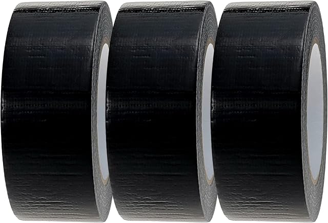 Black Duct Tape | 3 Rolls of 48mm x 45m Gaffer Tape | Water Resistant Heavy Duty Duct Tape | Adhesive Tape Multi-Use for Indoor/Outdoor | Ultra Strong Adhesive Tape by Crimson Starfish