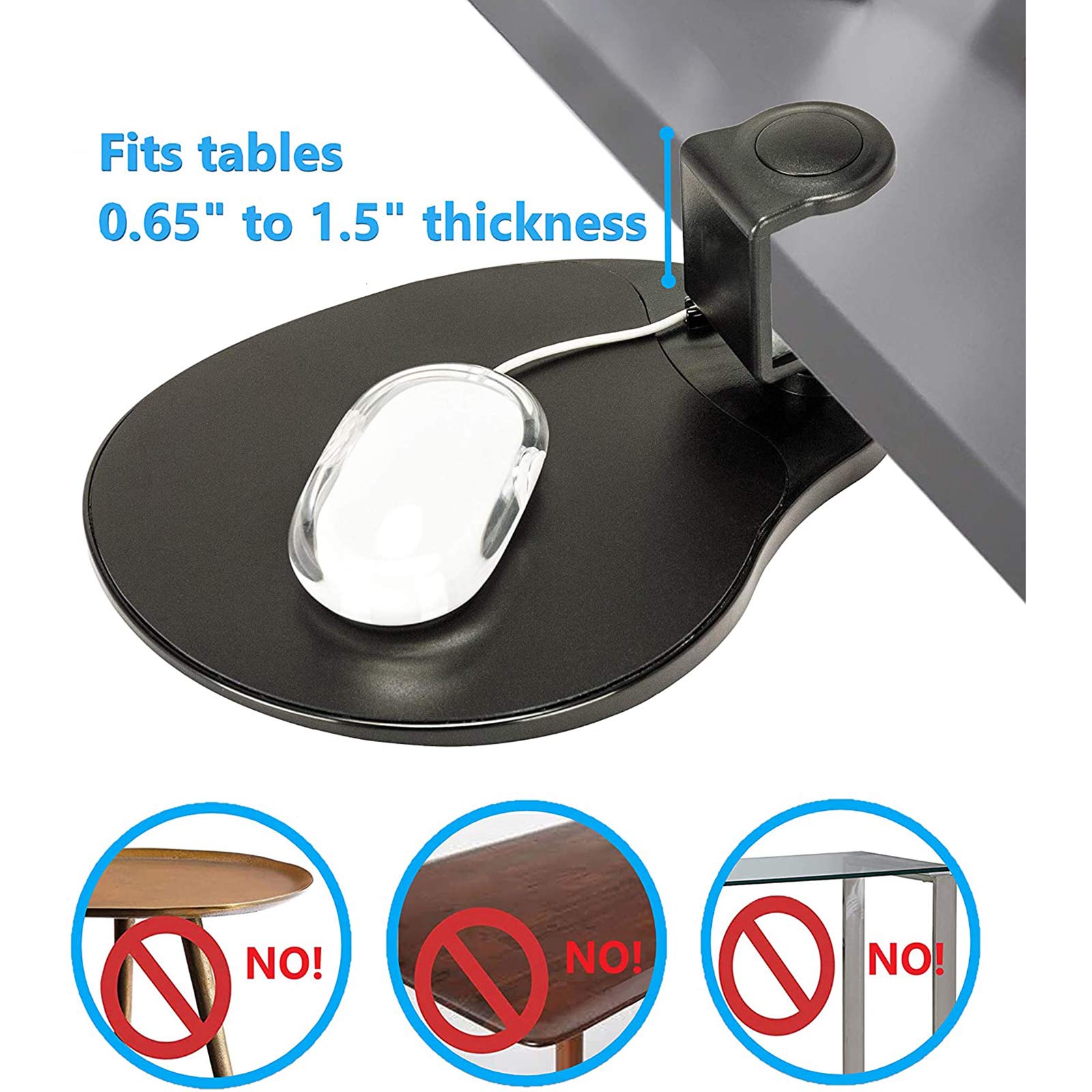 Ordenador reposabrazos Ajustable Brazo Apoyo para la muñeca para hogar y Oficina,Negro