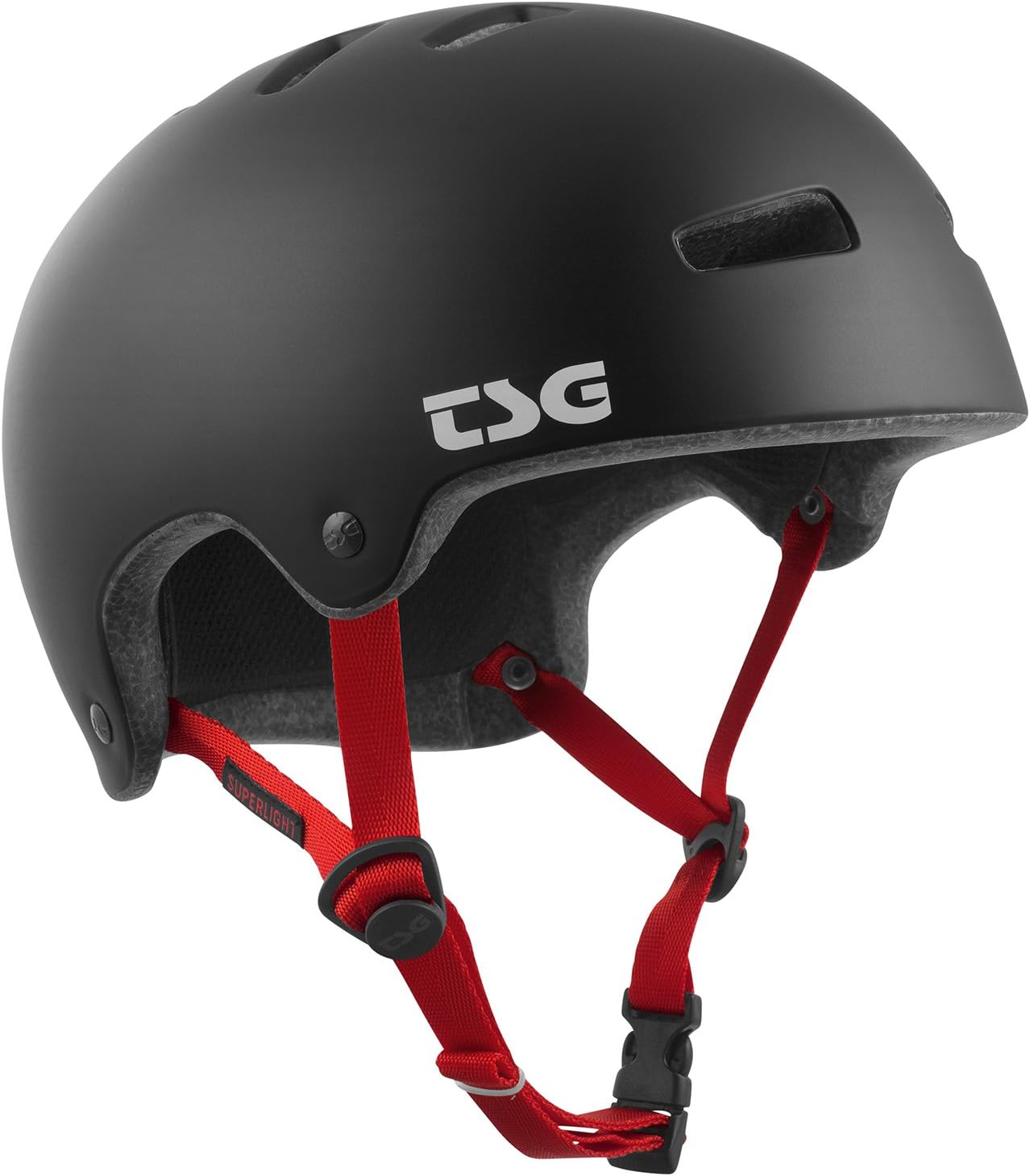 TSG Superlight Bike & Skate Helmet in Satin Black w/Snug Fit | for Cycling, Skateboarding, Rollerblading, Roller Derby, E-Boarding, E-Skating, Longboarding, Vert, Park, Urban | EPS, Swiss Design
