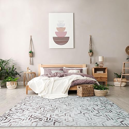 Miniatura 10 de DECOMALL Coronado - Alfombra geométrica moderna, lavable a máquina, plegable, antideslizante, para el hogar, oficina, cocina, comedor, 5 x 7 pies,