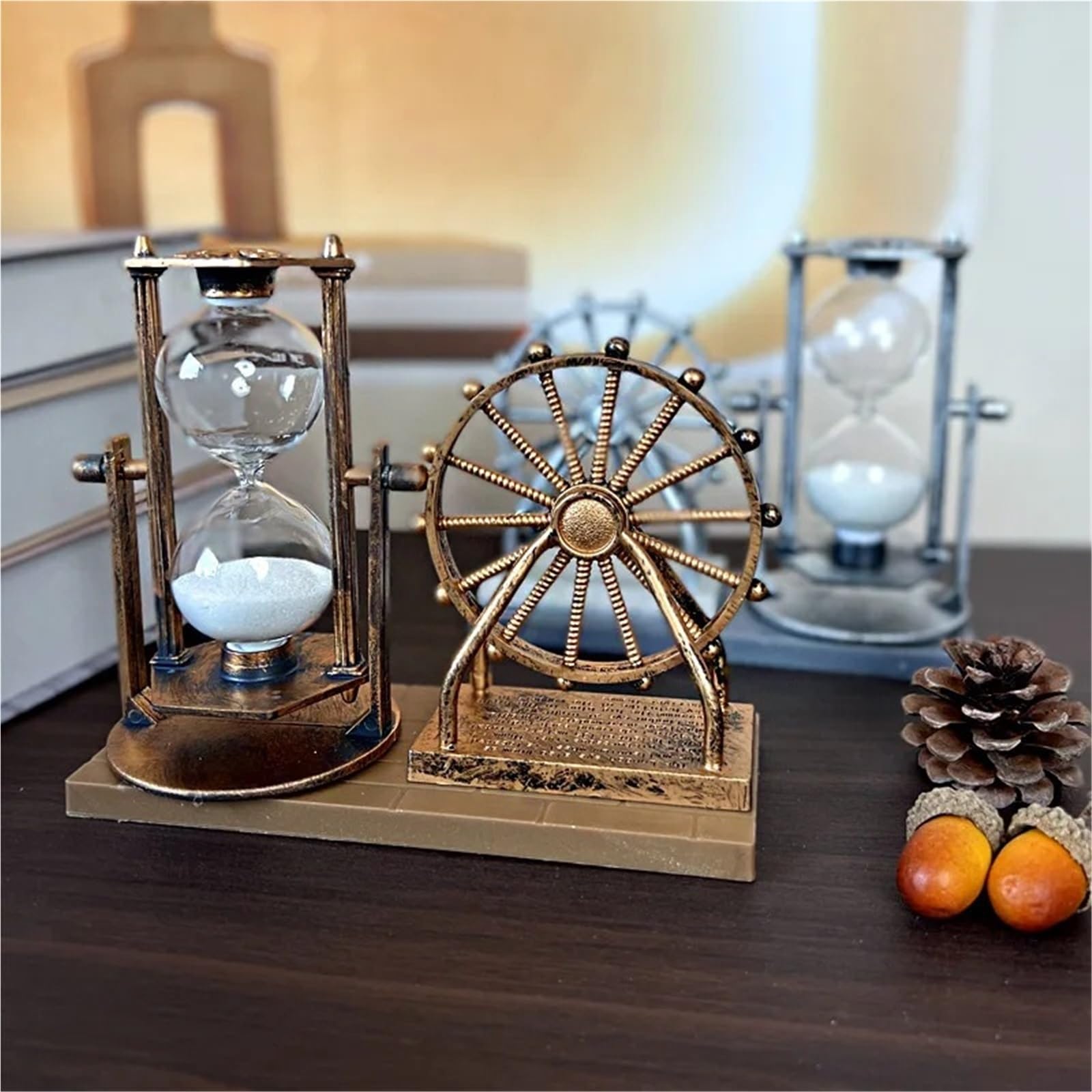 1 Uds. Adorno de Reloj Arena movediza Noria Vintage para Cocina, Estudio