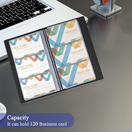 Miniatura 2 de ZUFECY Organizador de tarjetas de visita, libro portatarjetas portátil, almacenamiento de fundas de archivo, 120 tarjetas