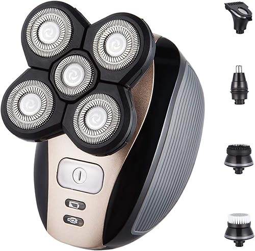 Maquinilla de afeitar eléctrica calva para hombre, afeitadora de cabeza calva 5 en 1, cabezas de afeitadora impermeables IPX7, recortadora de flanco