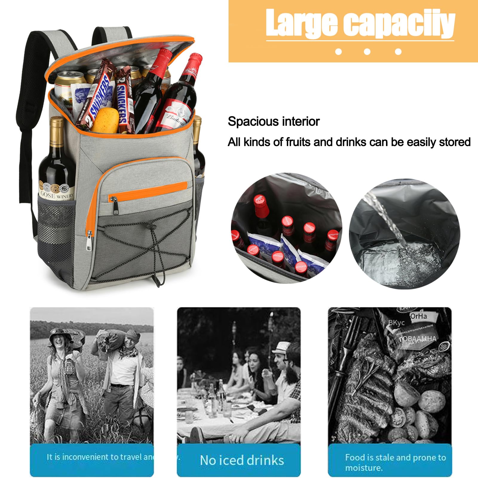 Zaino Frigo,Zaino Termico 30L, Grande Frigo Termico, Borsa Termica Sigillato, Termica Porta Pranzo, Borsa Frigo Multiuso Impermeabile per Campeggio e Attività all'Aperto in Famiglia