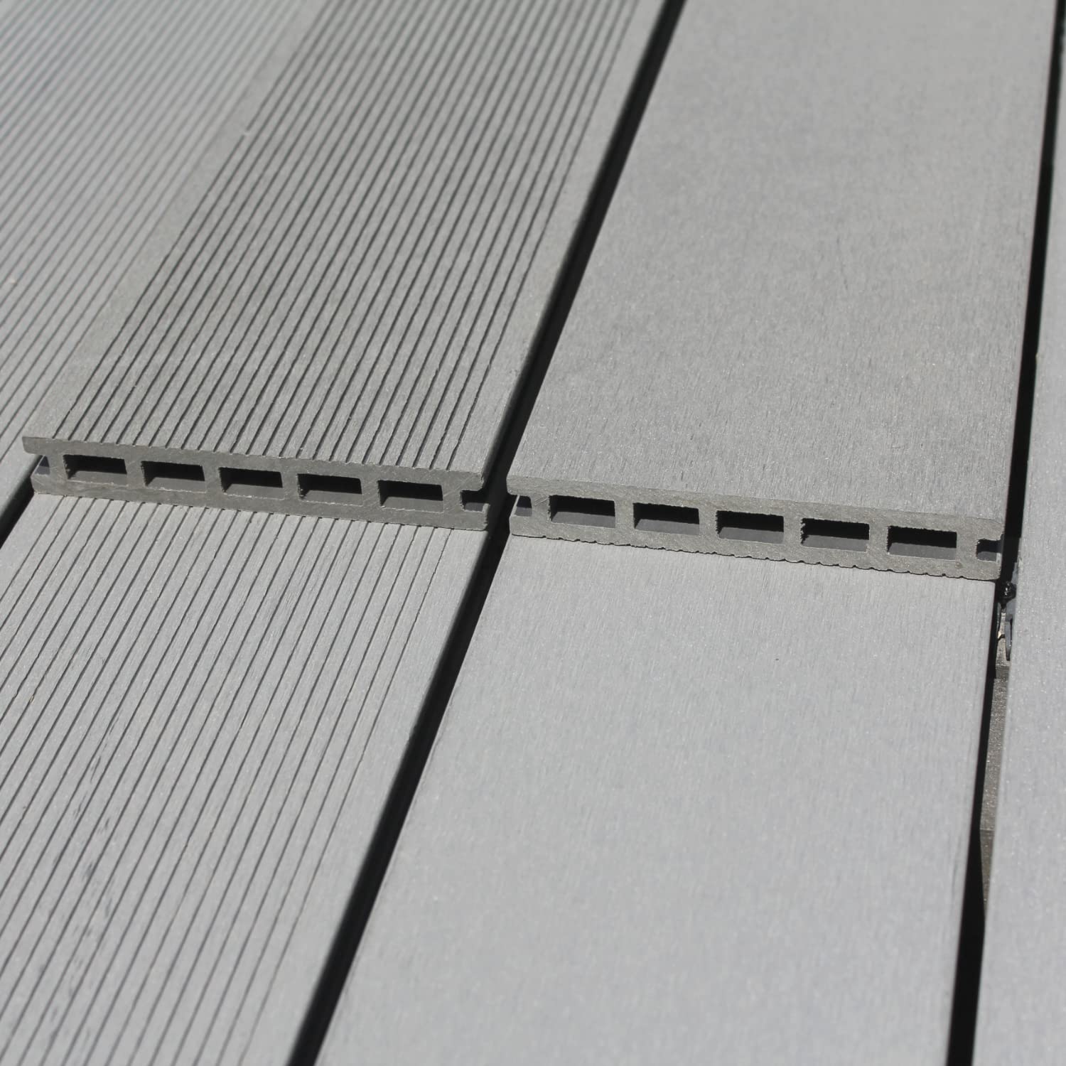 WPC Terrassendielen 22 x 140 mm - Terrassenboden Dielen Komplettset Terrassen-Bausatz mit Unterkonstruktion & Terrassen-Schrauben & Clips - Dielenlänge: 4m, Farbe: Grau | Fläche: 9m²