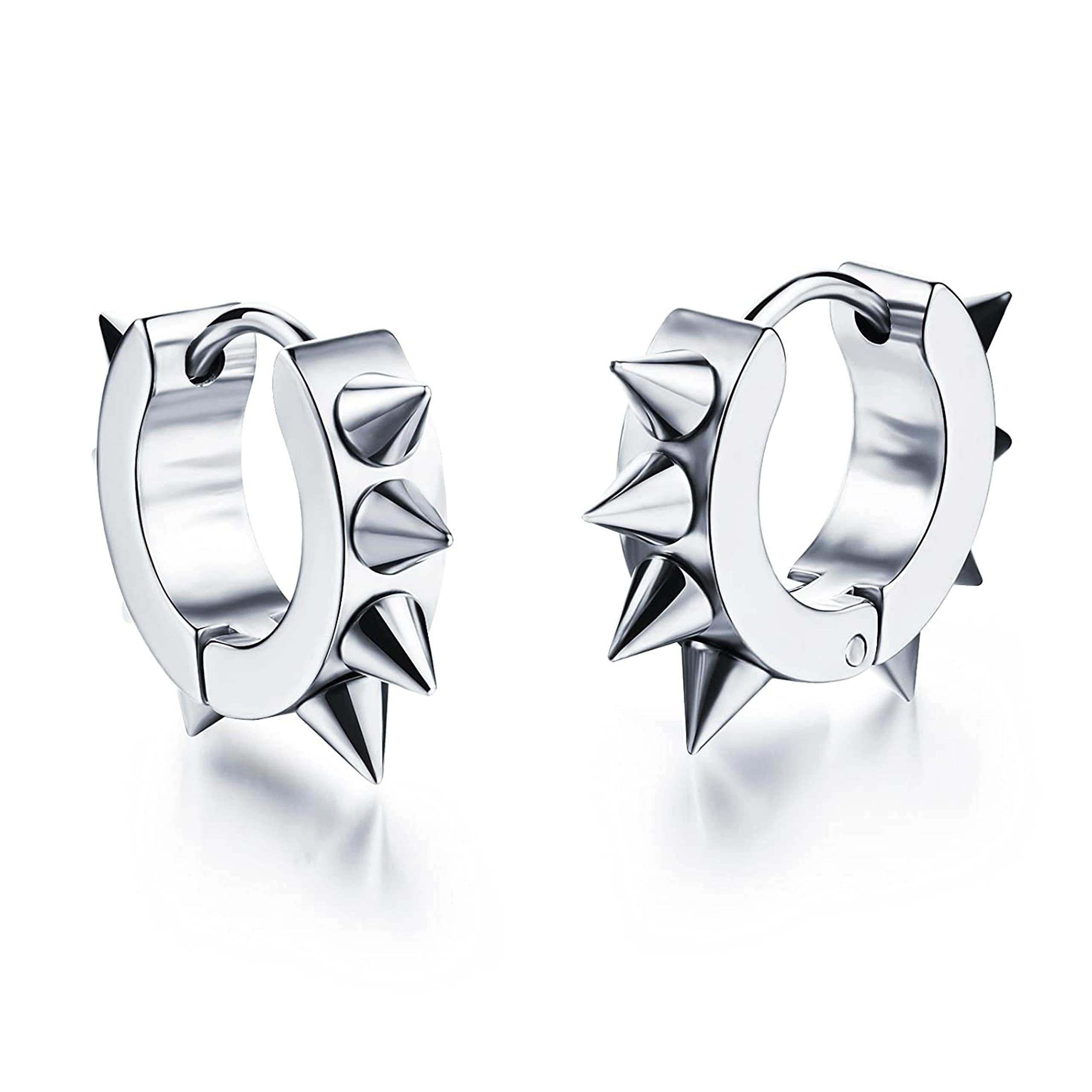 Spikes Earrings For Women Silver Stylish Drop Earrings For Men Boys Anniversary Gift Jewellery accoseries-image-8