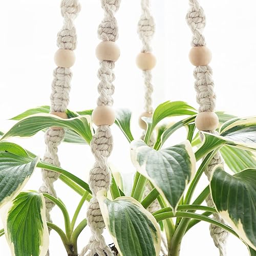 Miniatura 7 de Dahey Plantas colgantes falsas, decoración artificial y colgador de plantas de macramé, cesta colgante para macetas de interior, soporte para