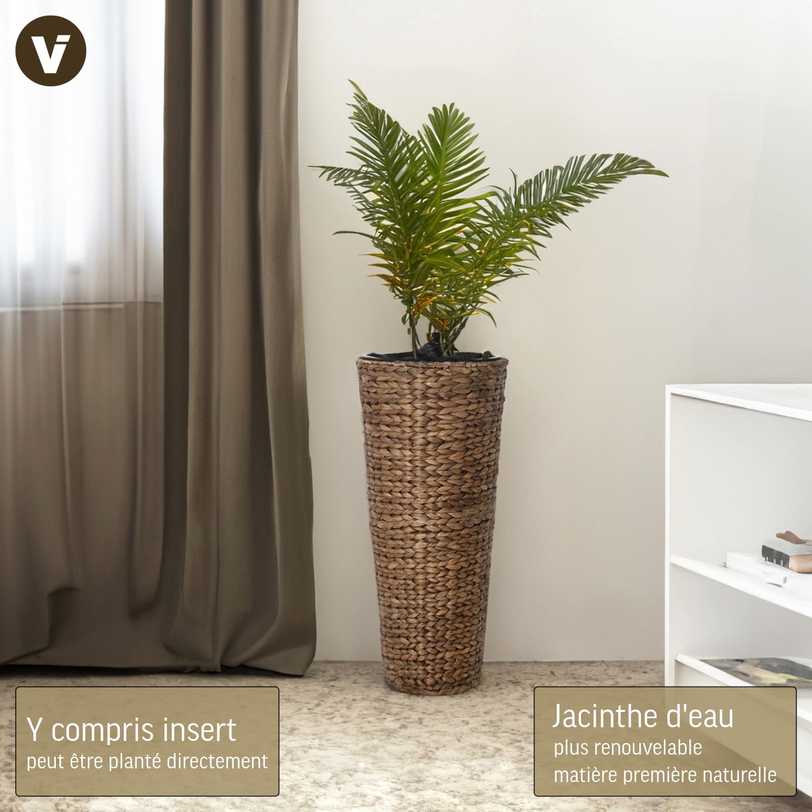VIVANNO Jardinière Classic Round 60 cm Jacinthe d'eau Brun