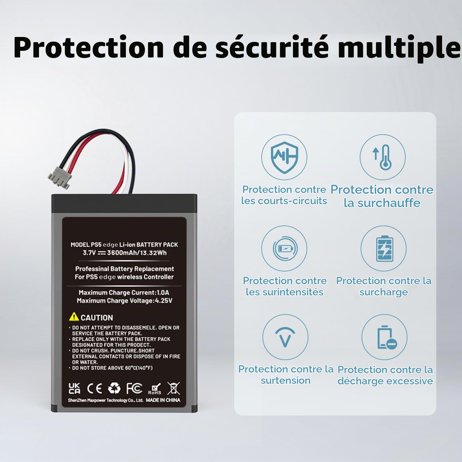 1 batterie pour PS5 Dualsense Edge, mise à niveau 2026 haute capacité 3600 mAh batterie rechargeable pour manette PlayStation 5 Dualsense Edge avec kit d'outils