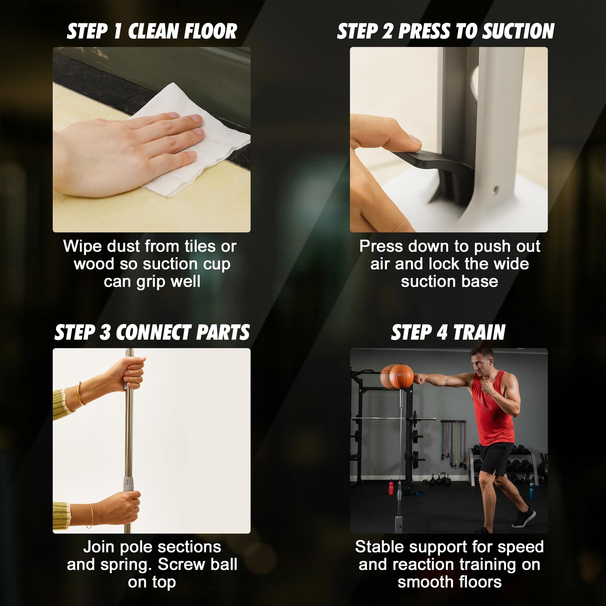 Punching Reflex Ball con Ventosa, Altura Ajustable 139–154 cm, Saco de Boxeo de Pie para Entrenamiento de Velocidad, Reflejos y Coordinación en Casa, Punching Ball Boxeo