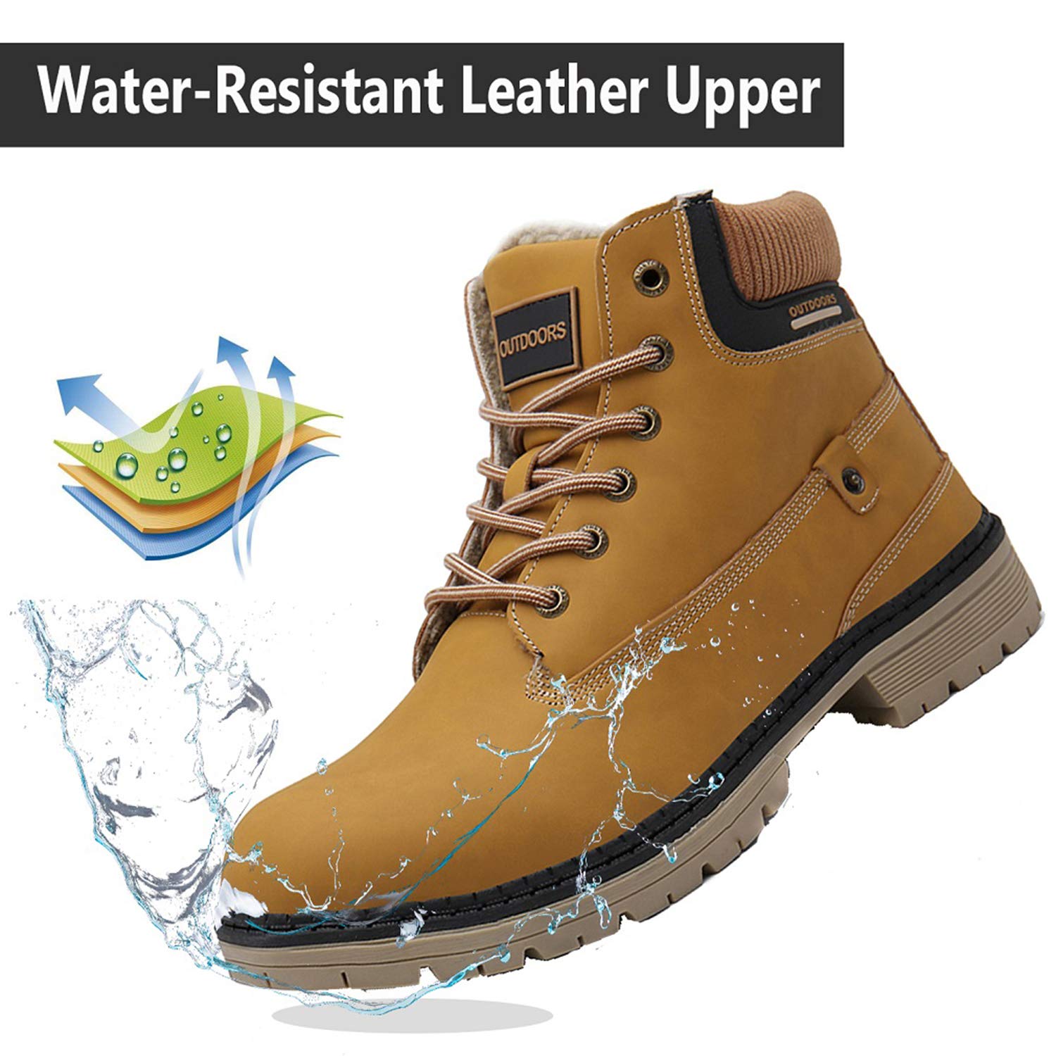 Stivali Uomo Donna Inverno Scarpe da Neve Caldi Snow Boots Impermeabili Stivaletti Pelliccia Stringate Outdoor