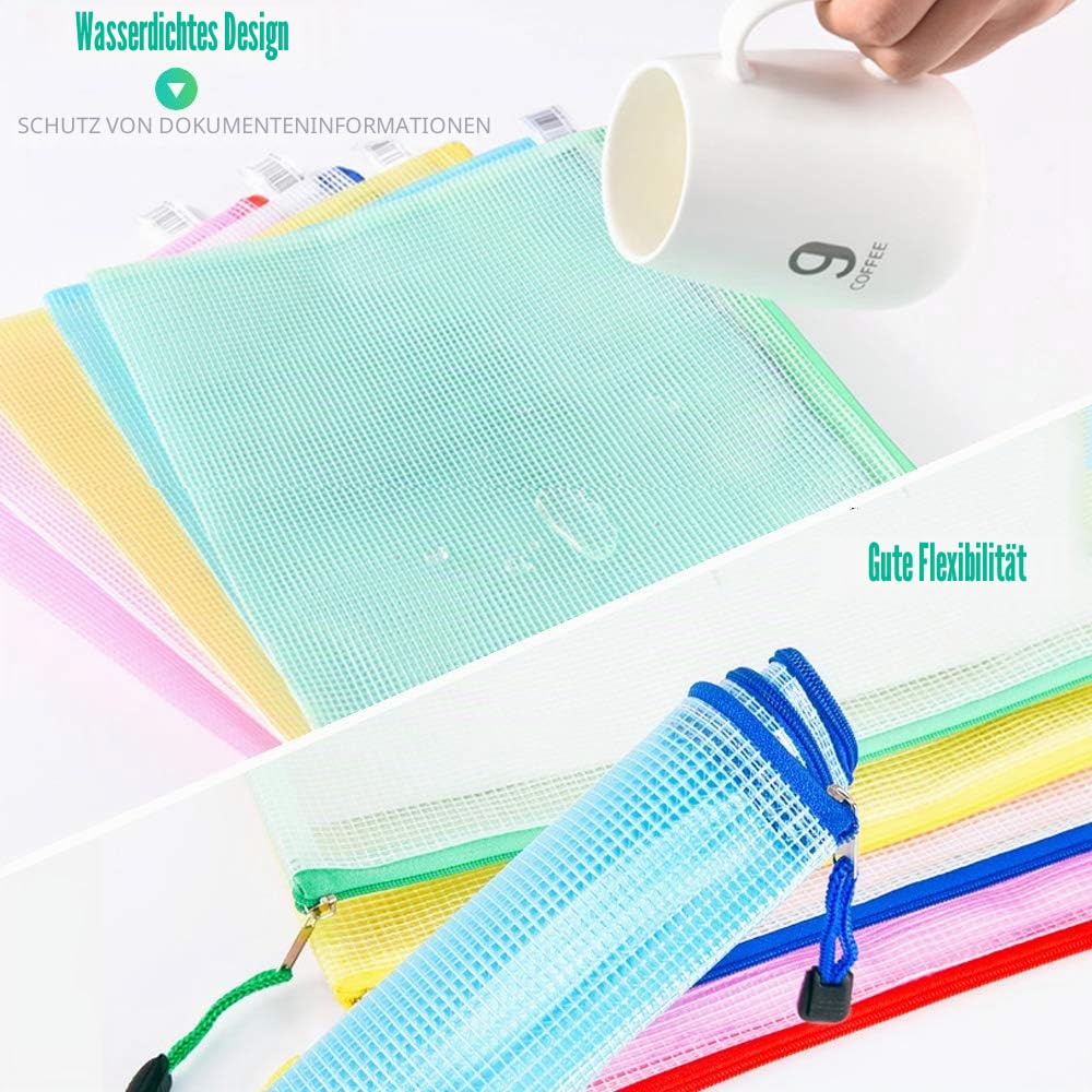 MerryNine Reißverschlusstasche Dokumententasche (5 Farben30 Pack) Briefgröße wasserdichte Dokumententasche für Schule Bürobedarf Kreuzstich Organizing Storage (A3-10Pack A4-10Pack A5-10Pack)