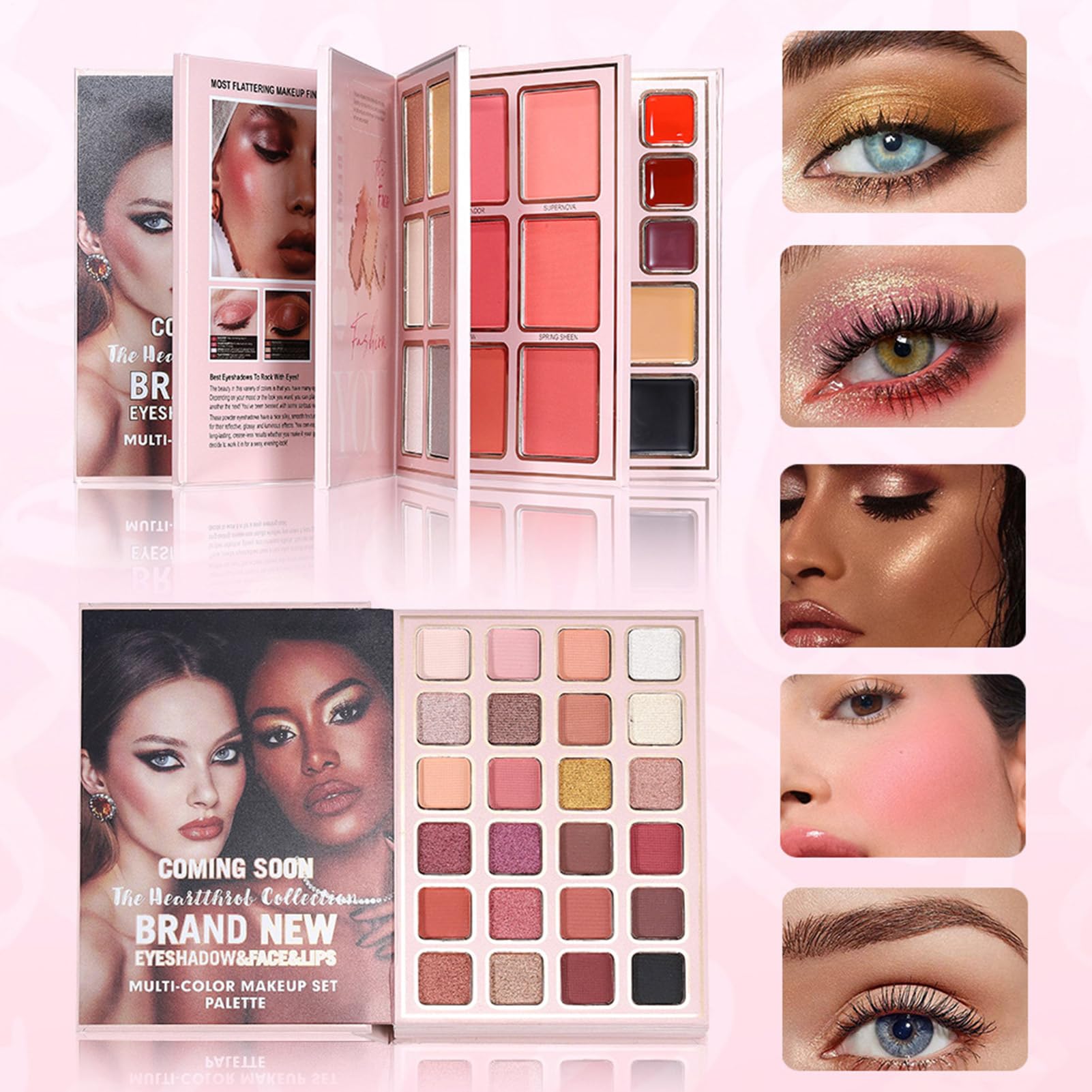 Palette Di Trucco A Libro Da Viaggio per il Trucco del Viso per Donna | Illuminante A Lunga Durata Per Donne Studentesse Universitarie Viaggiatori Principianti Professionisti Amanti della Bellezza