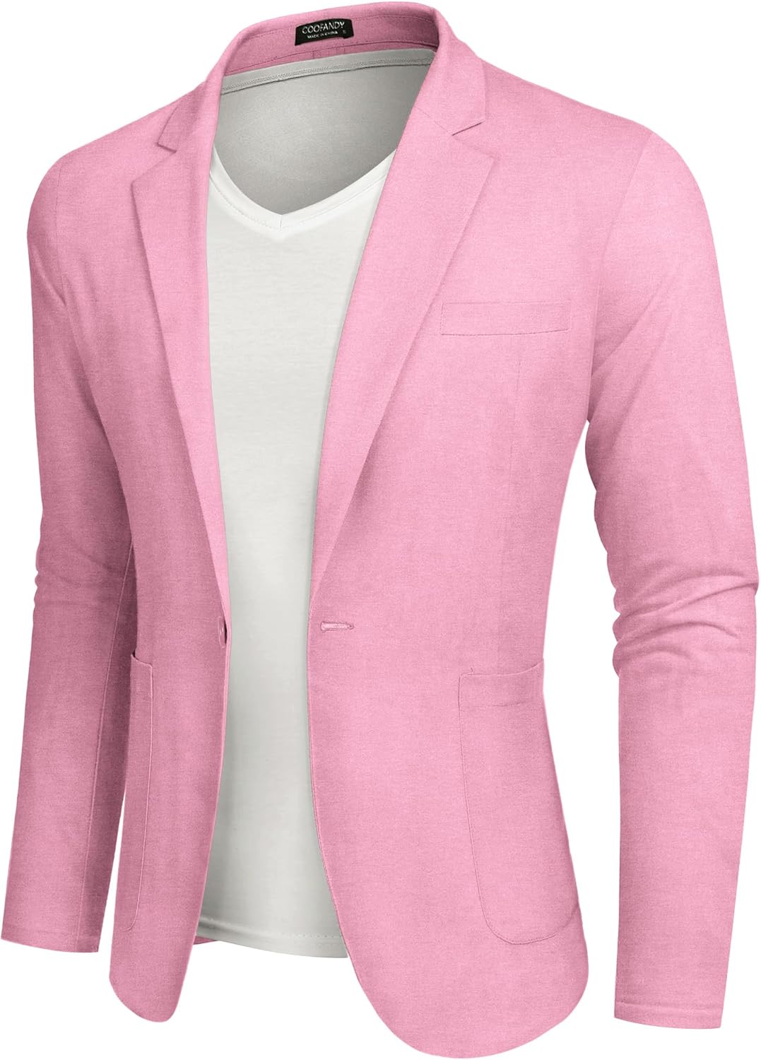 COOFANDY Blazer casual de lino para hombre, ligero, ajuste regular, chaqueta deportiva con un botón