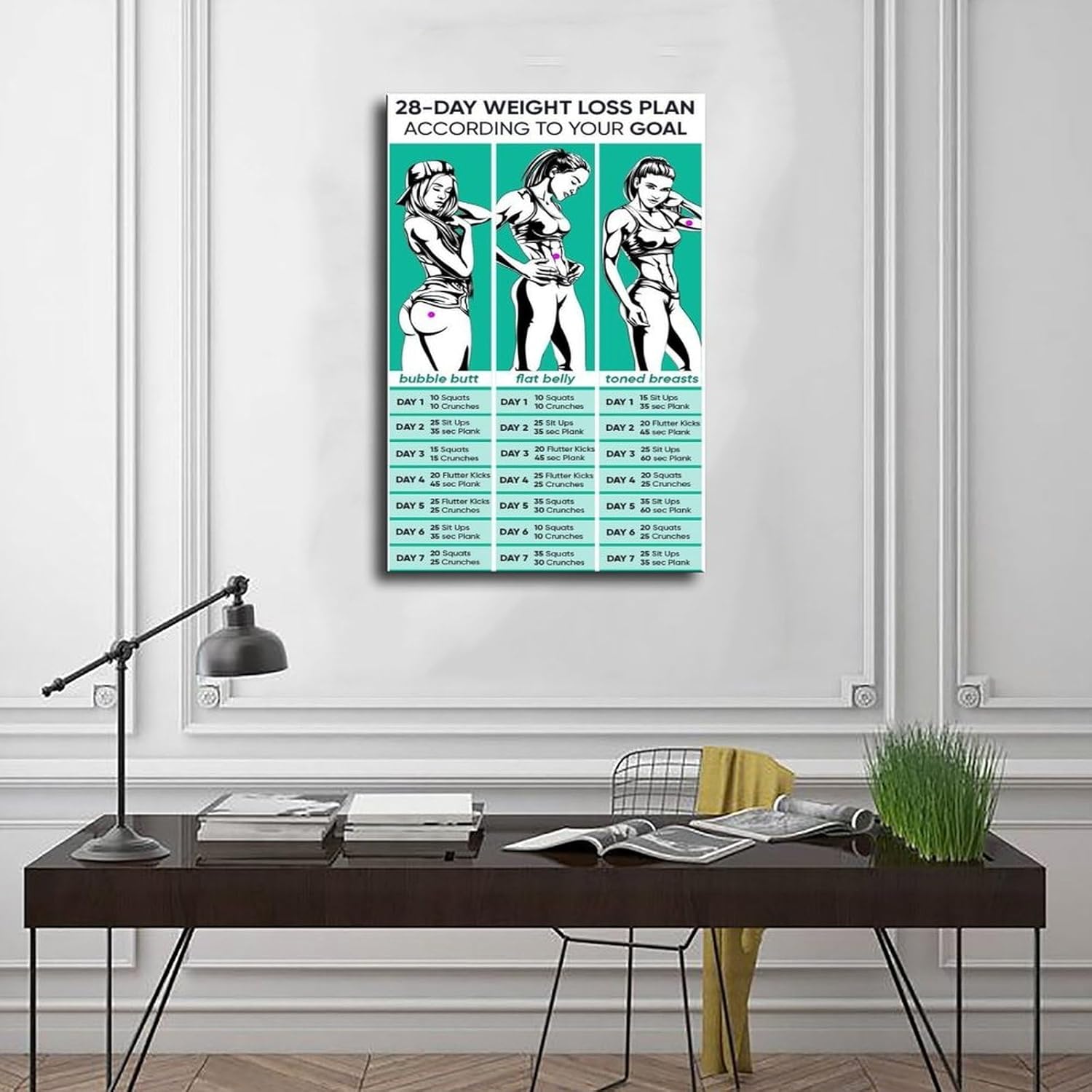 Generic 28-Day Weight Loss Plan Based on Your Goal Chart, Exercise And Fitness Inspirational Canvas Poster Bedroom Decor Landscape Office Room Decor Gift Unframe: Unframe:12x18inch(30x45cm)