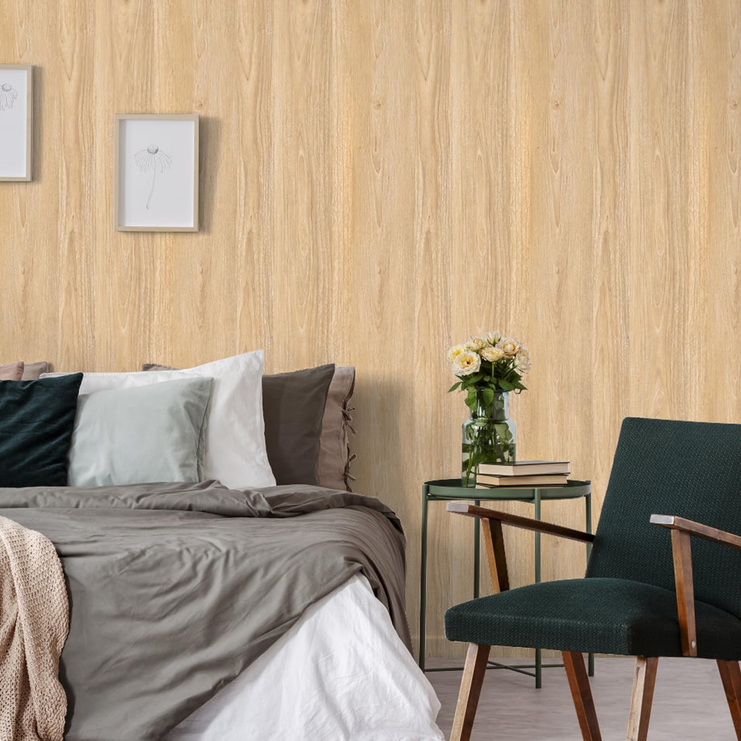 Arthome Papier Peint Adhésif Clair Marron Chêne Bois 40cmx3m Naturel Grain rayé Rustique Amovible Imperméable Vinyle