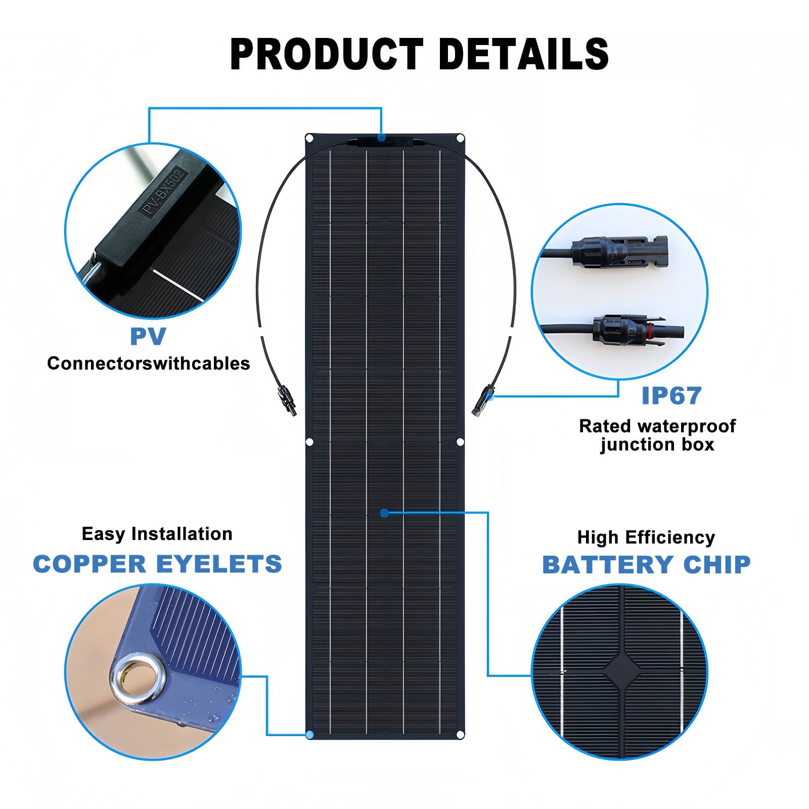 400 W Panel Słoneczny, Wodoodporna Przenośna Ładowarka Słoneczna Do Ładowania Akumulatorów, Samochodów, Kamperów, Jachtów, Łodzi I Innych Zastosowań Poza Siecią, Czarno Biały,Black