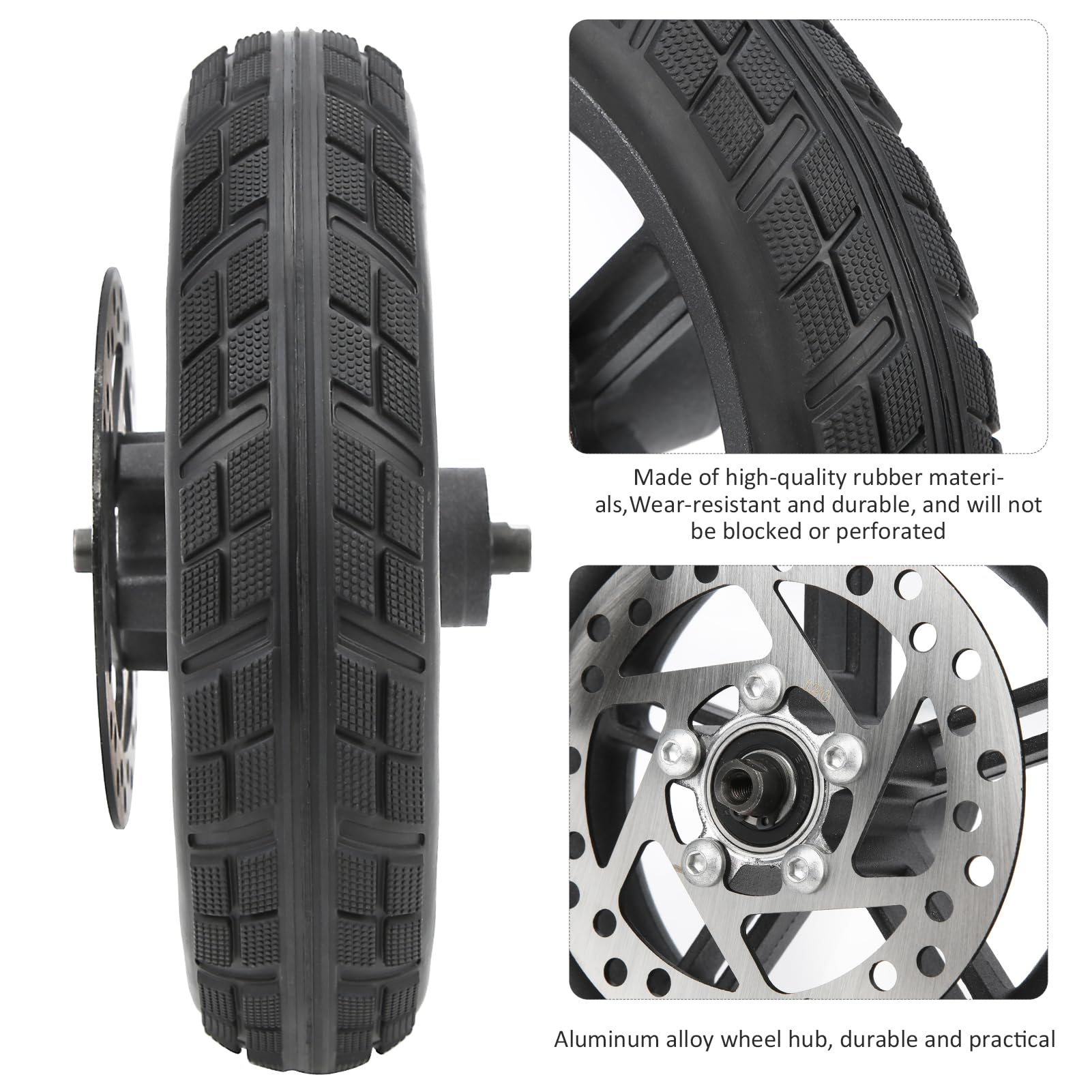 Tbest Ensemble de Remplacement de Pneu Arrière de Roue Arrière de 8,5 Pouces, Ensemble de Remplacement de Scooter, Frein à Disque de 120 Mm, Antidéflagrant, Absorption des Chocs