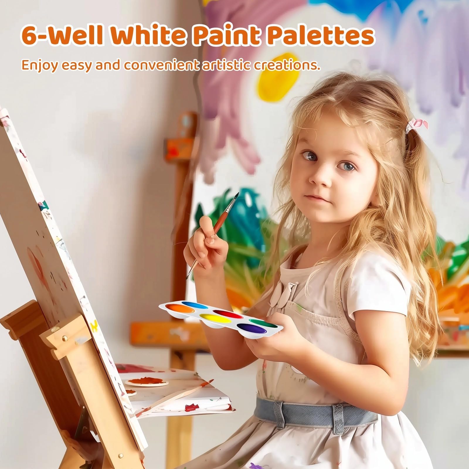 100 paletas de mezcla de pintura blancas de 6 pozos, bandejas rectangulares de acuarela, perfectas para manualidades, pintura al óleo y acrílica