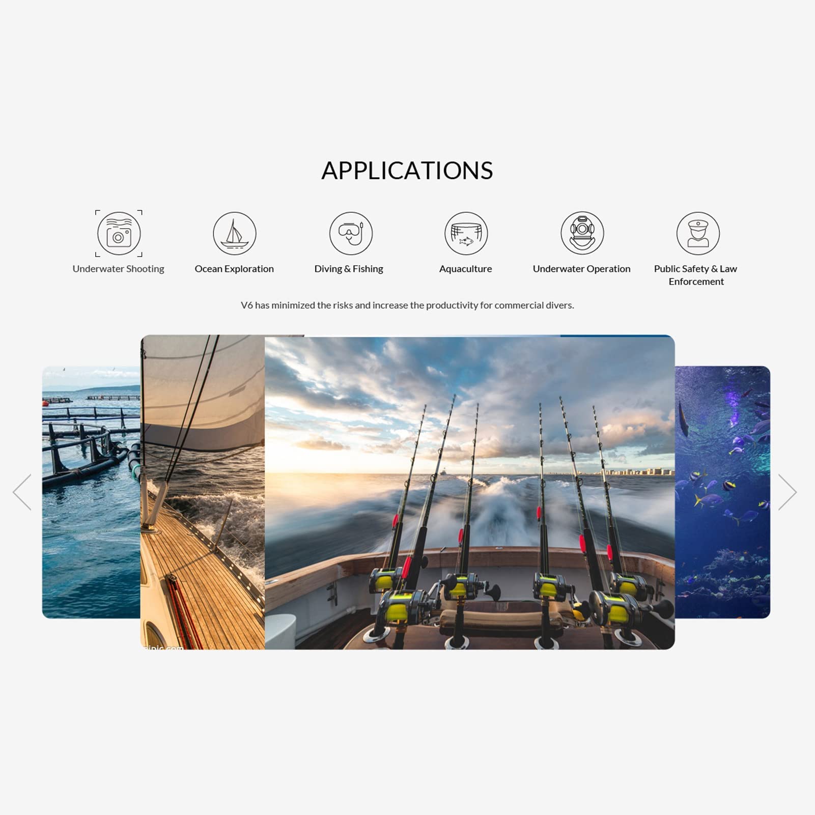 Drone subacqueo, Ecoscandaglio subacqueo subacqueo, Movimento omnidirezionale ROV Telecamera 4K UHD, Angolo ultra grandangolare, Blocco posturale, Cuffia VR Controllo in tempo reale, Rallentatore