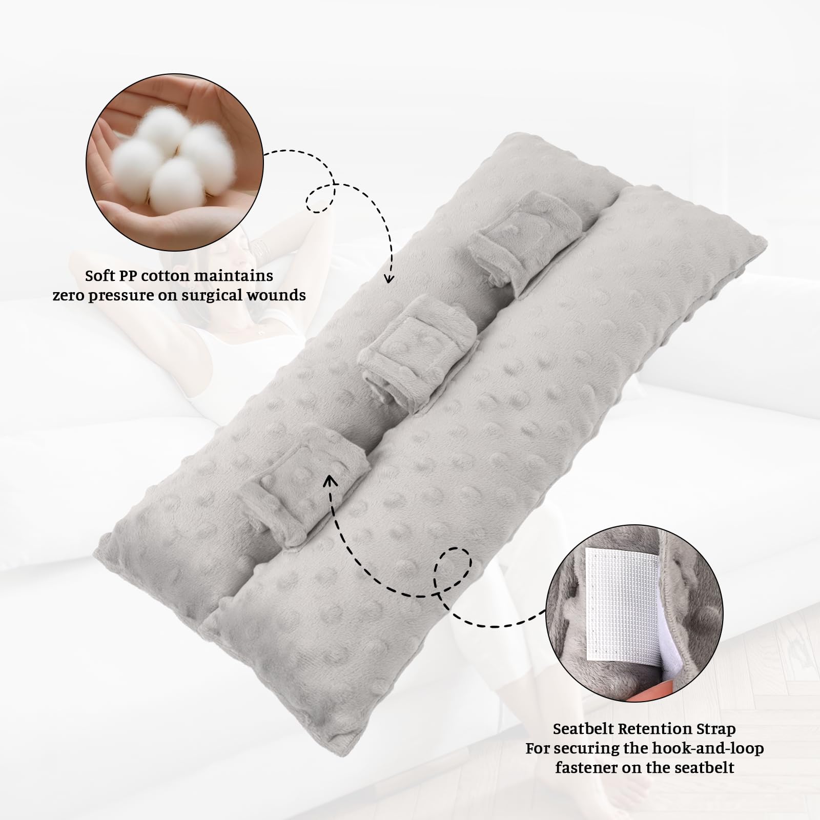 Hysterectomy Pillow Soft: Seatbelt Mastectomy Pillow Hysterectomy Recovery Must haves Car Seat Belt Pad Cushion Support for C-section Recovery Cervical Cancer Uterine Abdominal Post Surgery — view 3