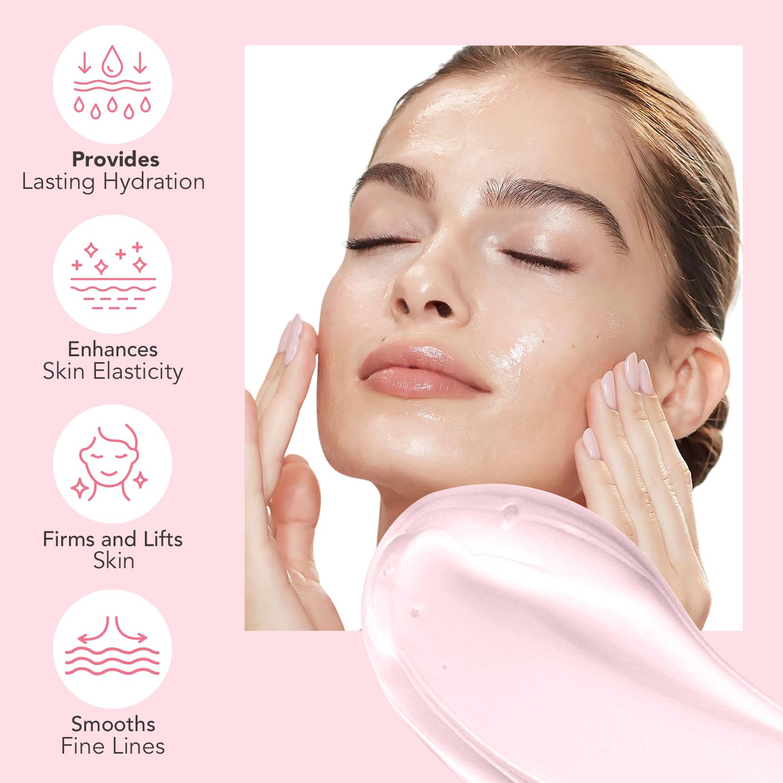 Deep Collagen Anti-Wrinkle Lifting Mask with Hyaluronic Acid & Aloe Vera, Elasticity, Hydrating, Firming and Moisturizing - Image 4
