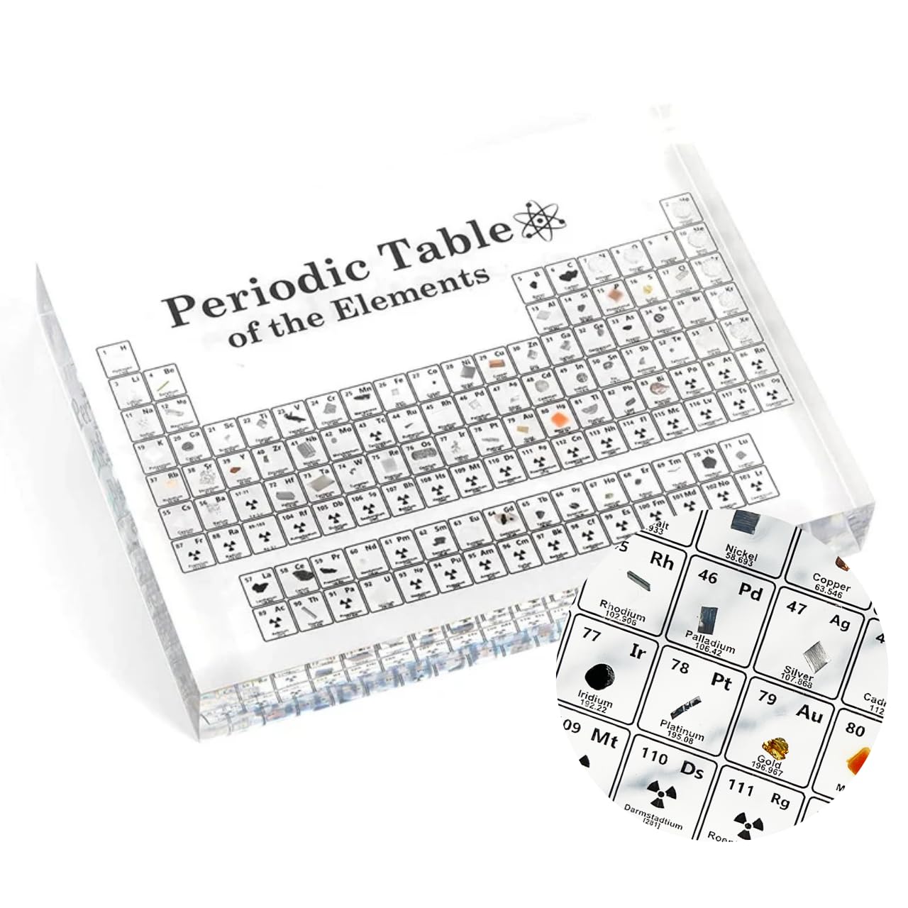 Tavola Periodica con Elementi Reali (40,6 x 30,5 x 7) - Tavola Acrilica Moderna in Resina con 118 Elementi - Poster 3D in Metacrilato Educativo - Regalo di Chimica per Studenti, Insegnanti, Classi