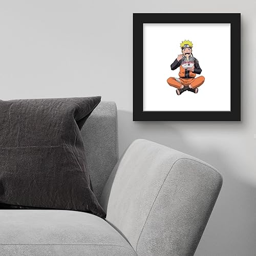 Miniatura 4 de Trends International Gallery Pops Naruto Shippuden - Naruto Uzumaki Eating Noodles - Arte de pared con marco negro, 12 x 12 pulgadas