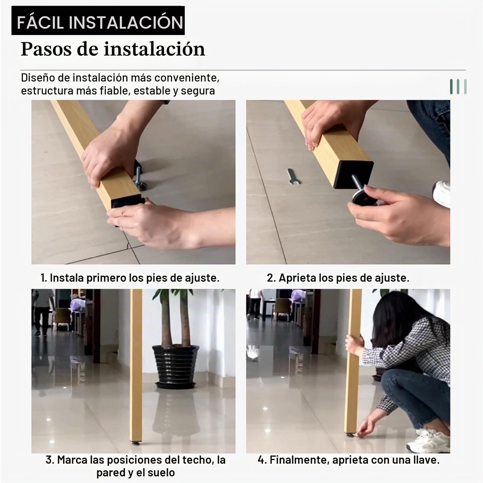 Partición de Pared Separador de ambientes De Suelo a Techo Lamas - Mampara Poste Separador Sala de Estar Sencillo Moderno Entrada Restaurante Columna Hueca DEC(9root,230cm/90.5in/7.54ft)