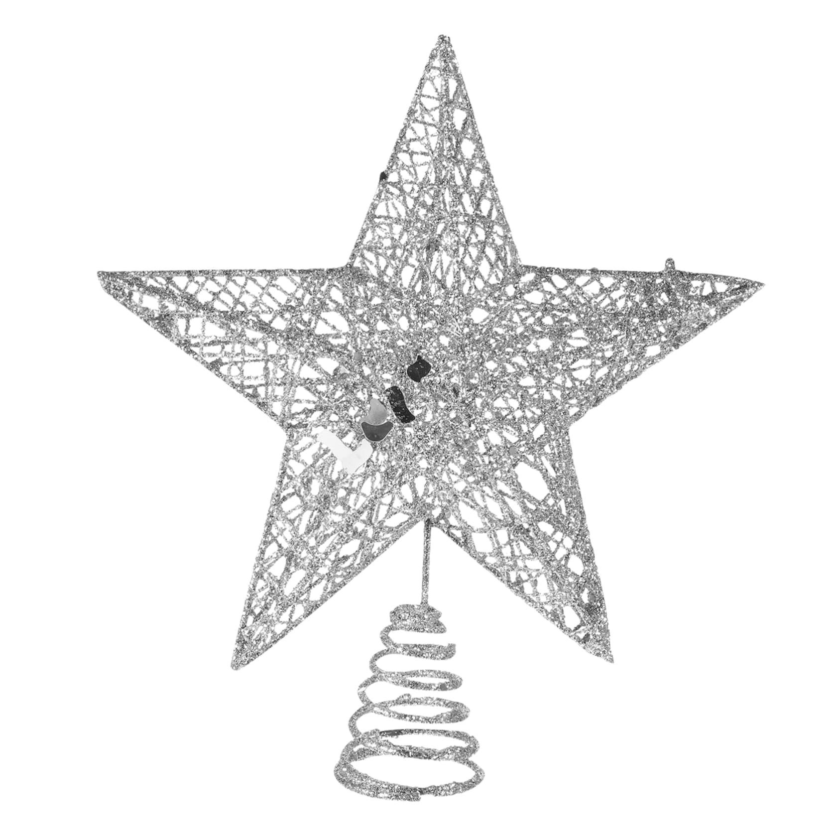 Decorazione Top Albero Puntale Albero Natale DOITOOL - Stella Glitter Argento 20cm, Facile Da Posizionare Decorazione Natalizia Glitter