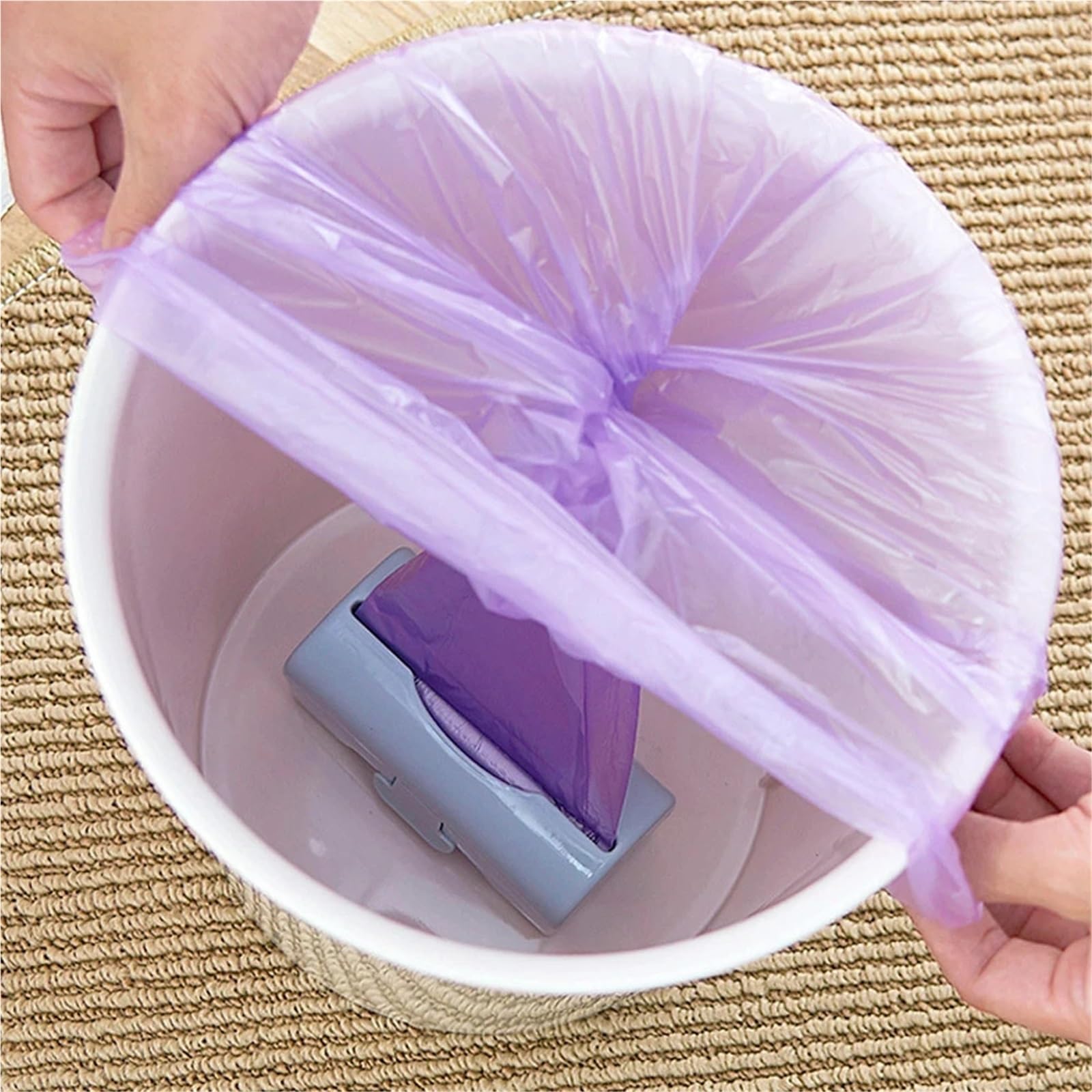 Caja de Almacenamiento Bolsas Basura, dispensador for Cocina, baño, Soporte for comestibles montado en la Pared, contenedor plástico for, 5 uds para Cocina y Baño(Beige)