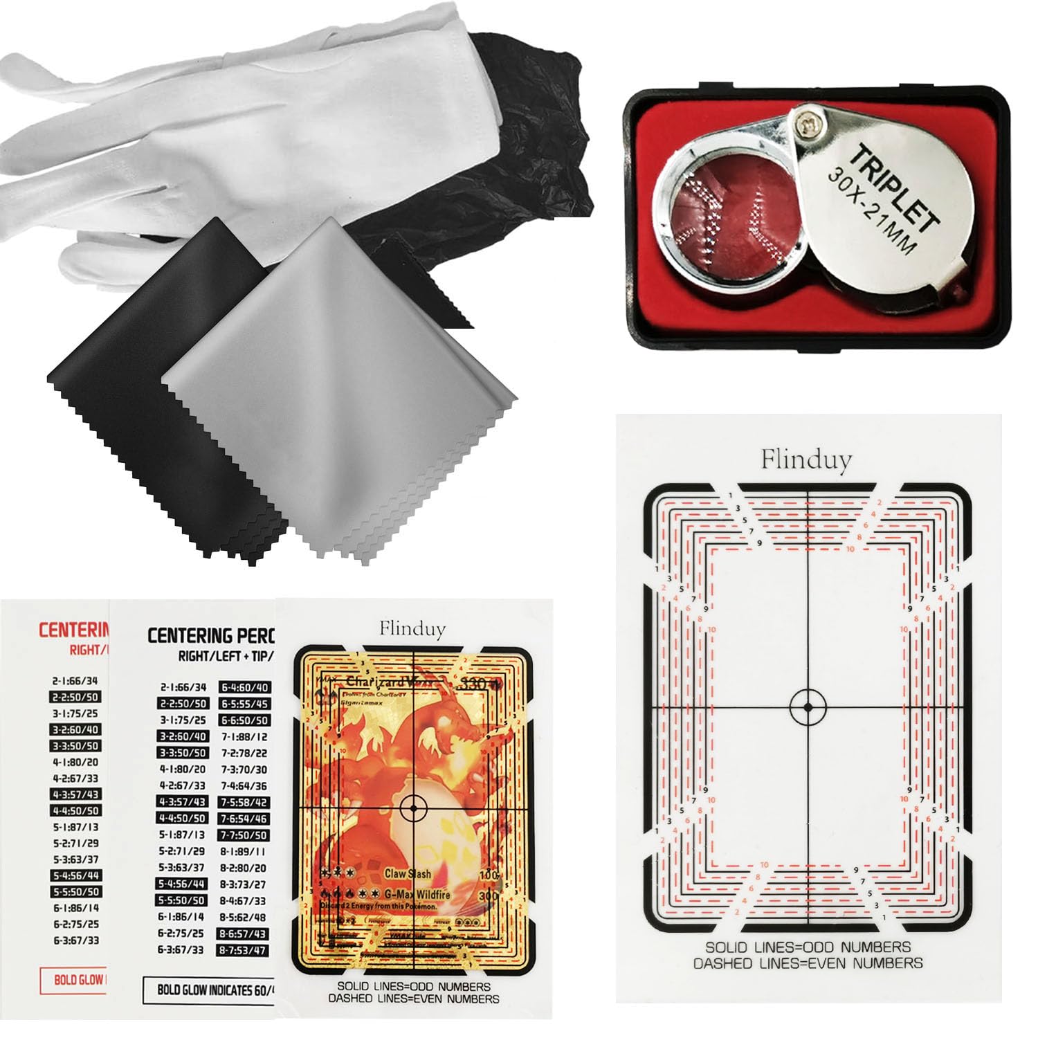 Flinduy Card Grading Centering Tool for Pokemon, Card Cleaning Kit, Card Grading Tool, Card Centering Grading Tool