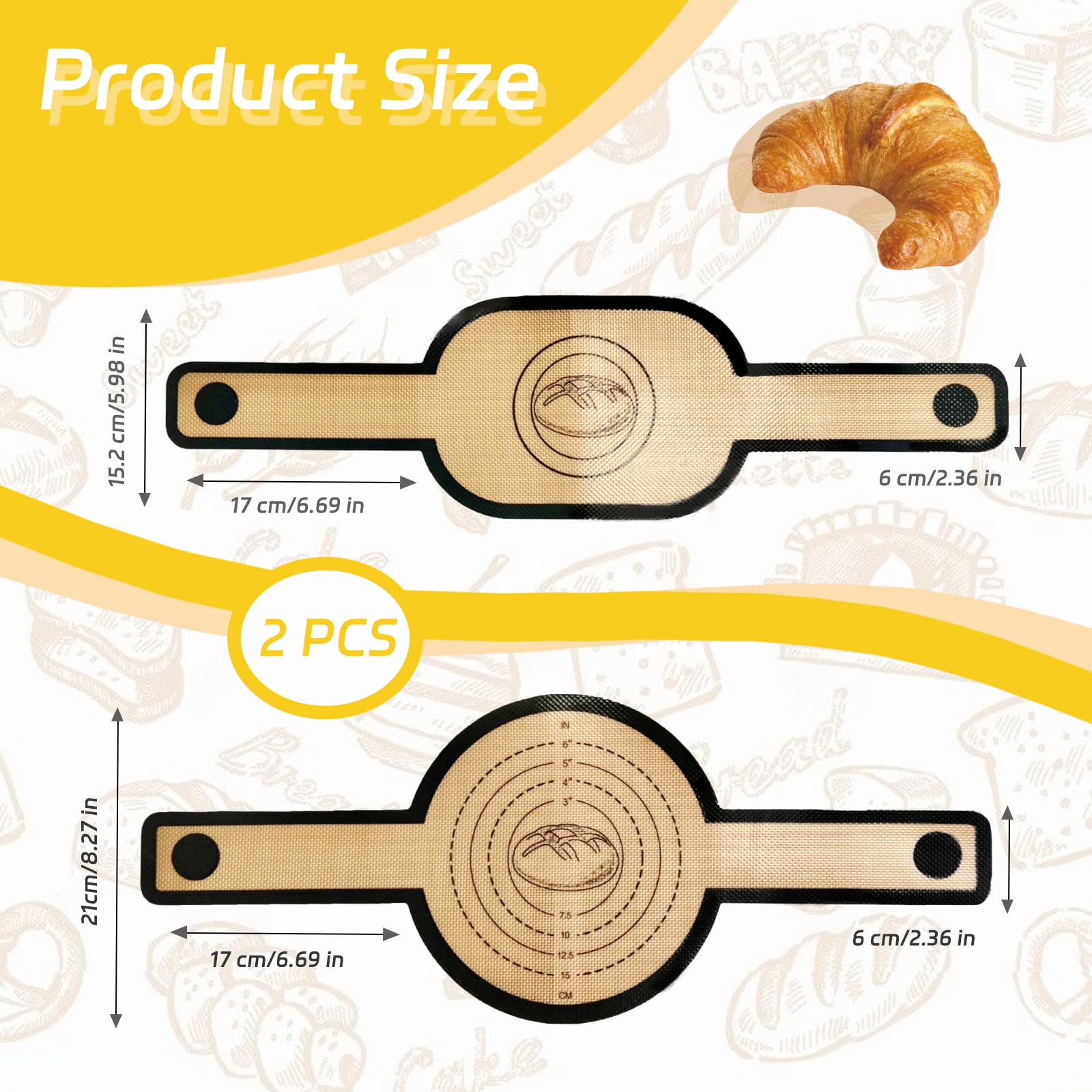 2 Tappetini Da Forno In Silicone Con Manici Lunghi Per Pane - Antiaderenti, Riutilizzabili, Adatti A Pentola Olandese, Lavabili In Lavastoviglie