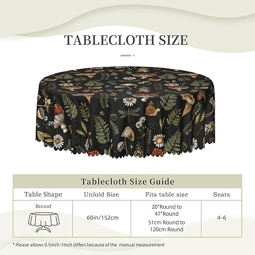 Miniatura 6 de SUPLUCHOM Mantel redondo de astrología mágica con luna de bruja de 60 pulgadas para comedor, tela de poliéster con bordes festoneados, resistente a