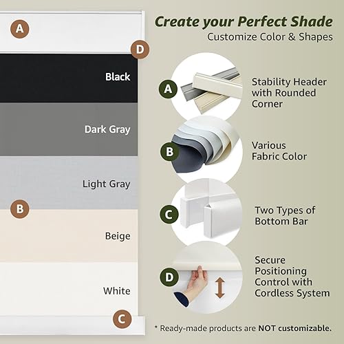 Miniatura 4 de Foiresoft Persianas solares sin cordones para ventanas que filtran la luz, 1 %, 3 % de apertura, más de 97, protección UV, para el hogar y la