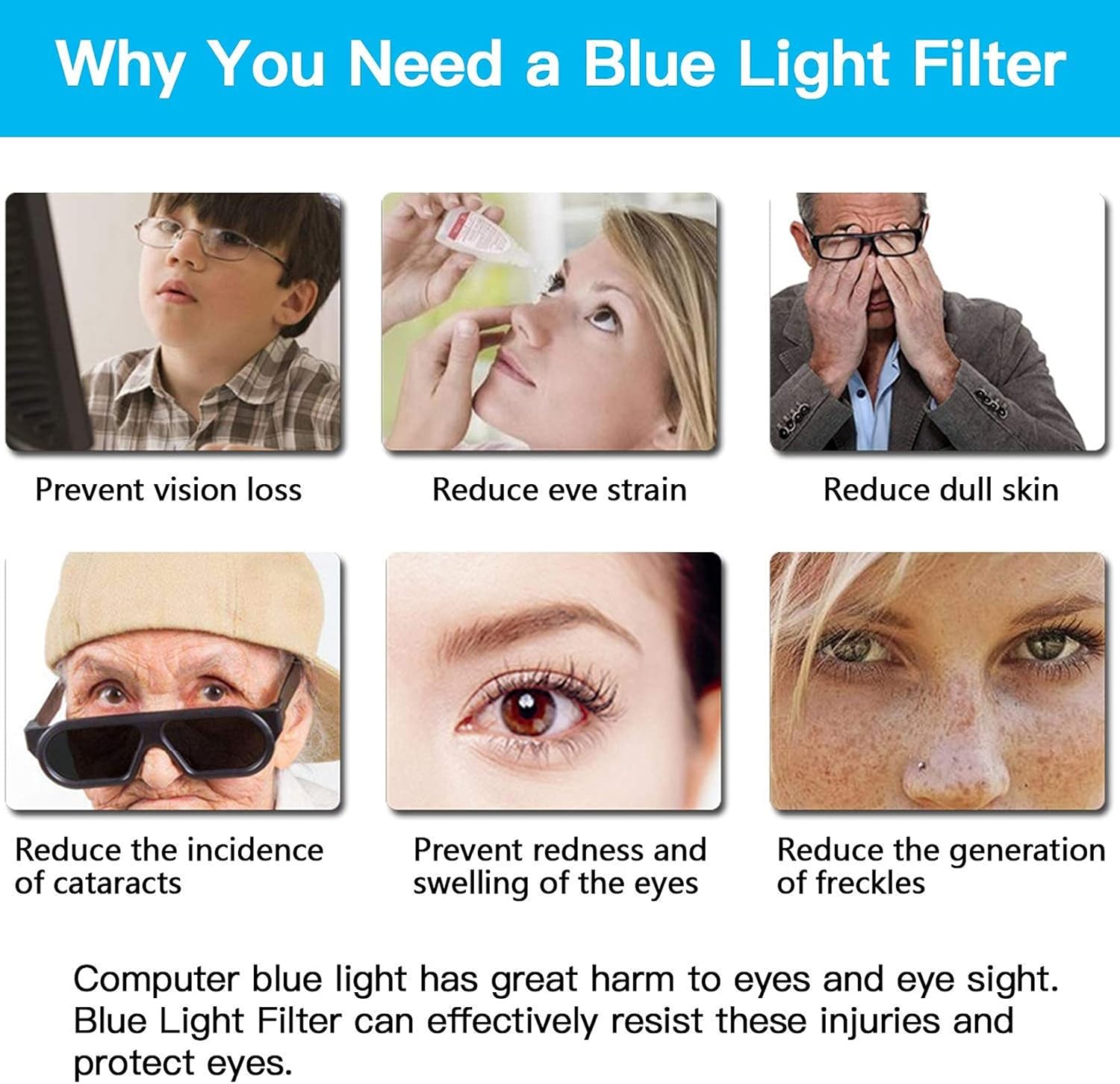 15.6 inch Laptop Blue Light Screen Protector Acrylic Anti-Scratch Protector Panel UV Filter Protector Film for 12-17 inch Monitor,Adhesive-free,14.4" 320×215mm