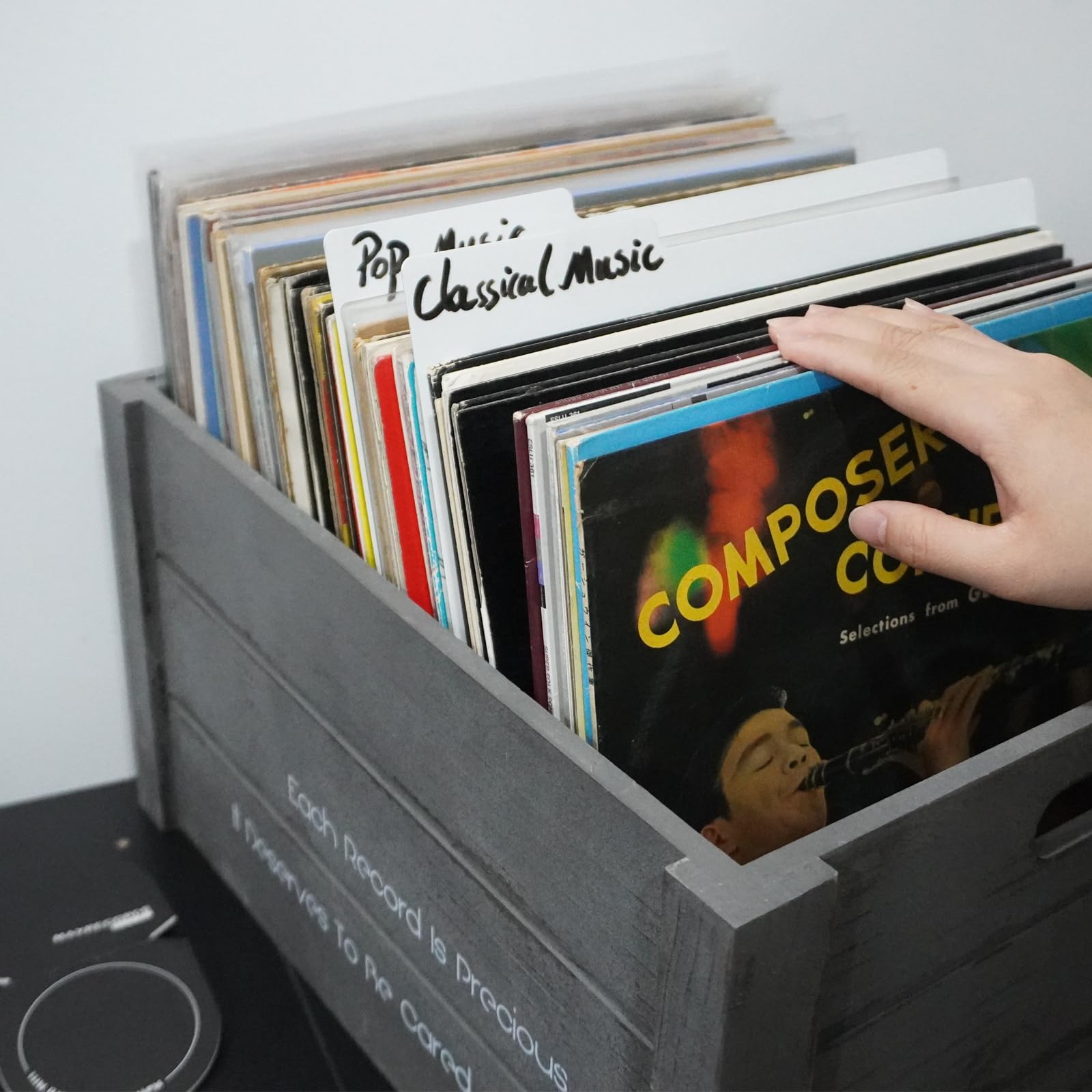 Divisori per dischi in vinile da 12 pollici, bianchi, in plastica a doppia faccia, con etichette per categorie, separatori fai-da-te per album LP in vinile per scatole di vinili e CD e organizzazione