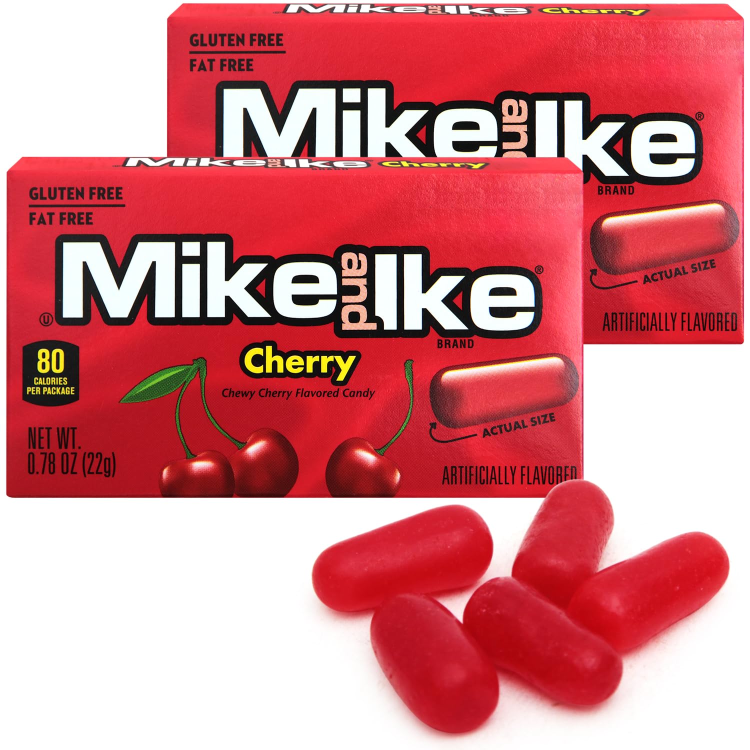 Amazon.com : Mike and Ike Cherry Candy, 2 Pack of Candy Boxes 0.78OZ ...