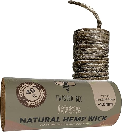 Mecha de cáñamo 100% natural con revestimiento de cera de abeja natural (autodispensación estándar de 40 pies)