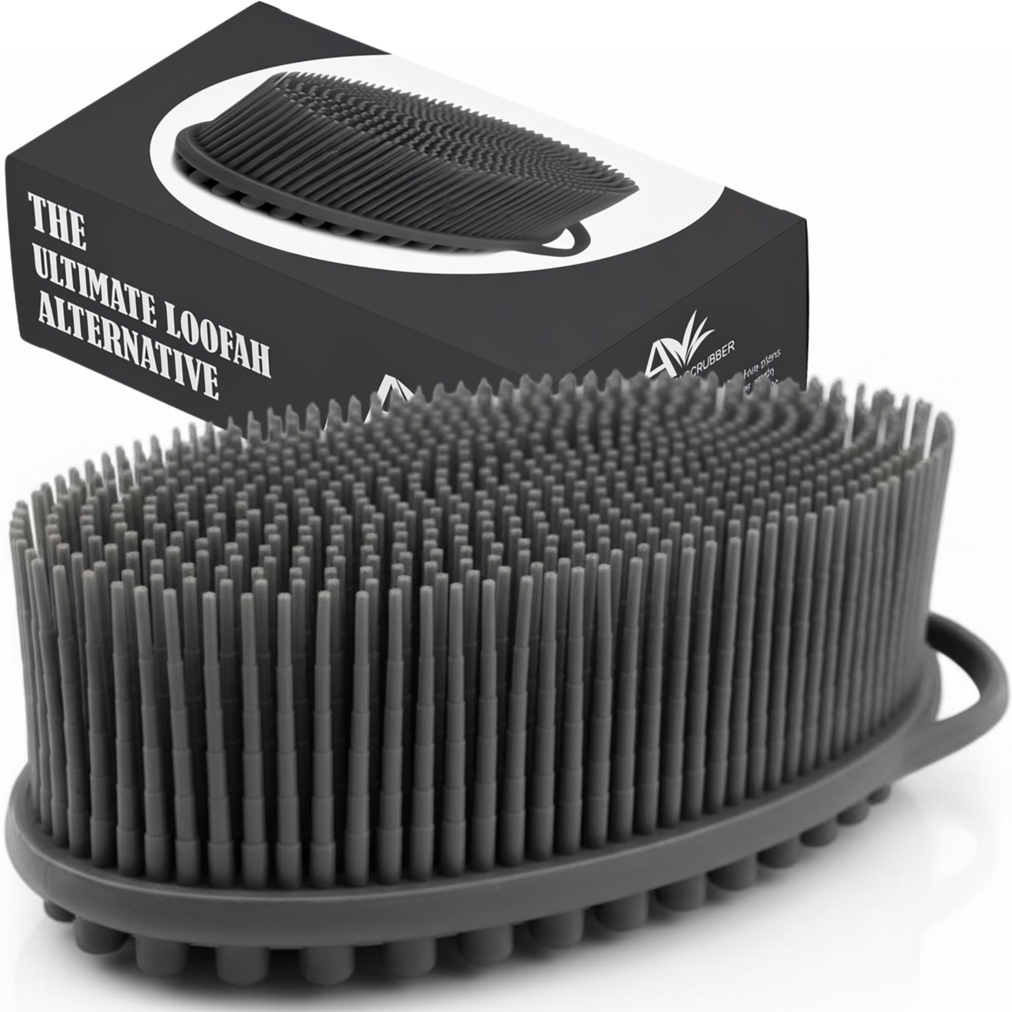 Avilana Exfoliating Silicone Body Scrubber Easy to Clean, Lathers Well, Eco Friendly, Long Lasting, And More Hygienic Than Traditional Loofah (Upgrade-Grey)