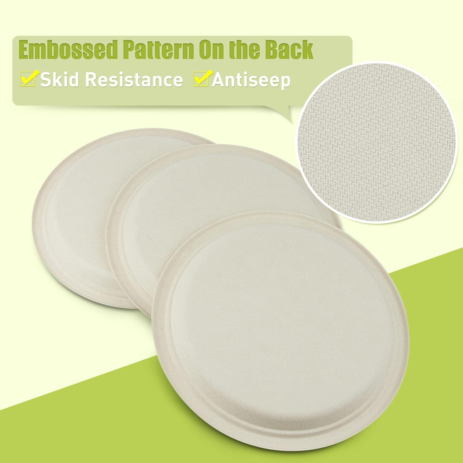 Green Earth, 10-Inch, 125-Count, Compostable Plates, Natural Bamboo Fibers, Everyday Tableware - Biodegradable Disposable Round Shape Microwave-Safe Gluten-Free Eco-Friendly