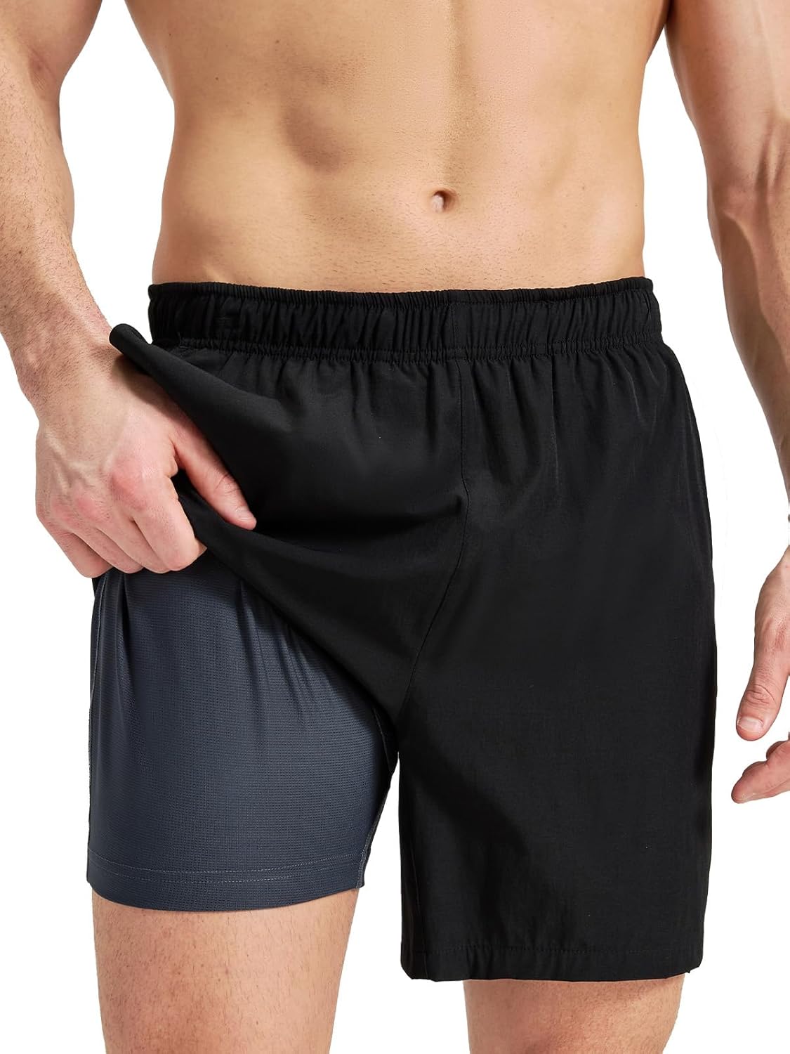 Mens 2 in 1 Running Shorts 5''/7'' Quick Dry with Compression Liner Lightweight Workout Training Gym with Zip Pockets