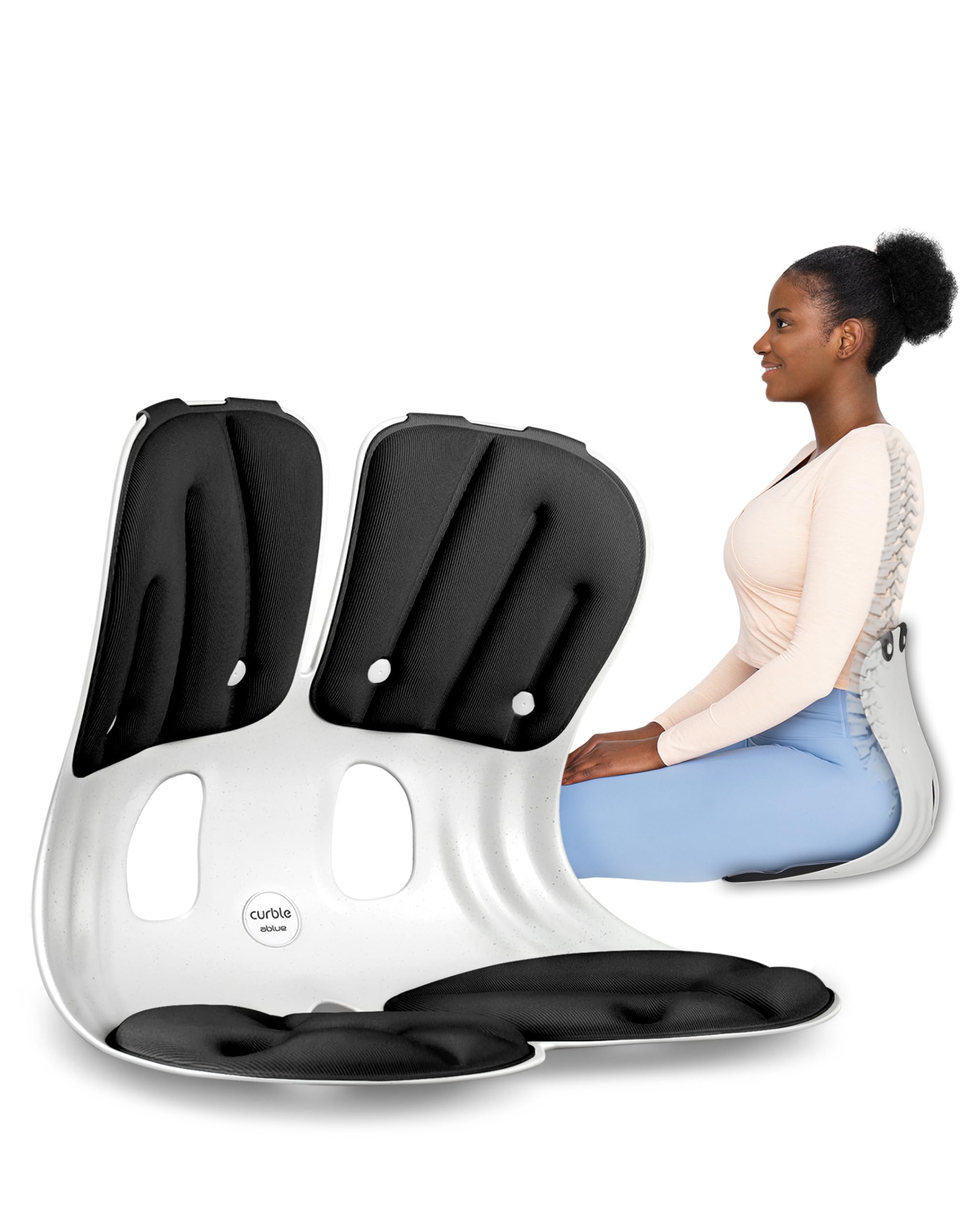 curble Ergonomiczne podparcie oparcia krzesła, podparcie lędźwiowe dla dobrej korekty postawy i łagodzenia bólu pleców, idealne na krzesło biurowe, siedzisko podłogowe i do pracy w domu, opatentowane