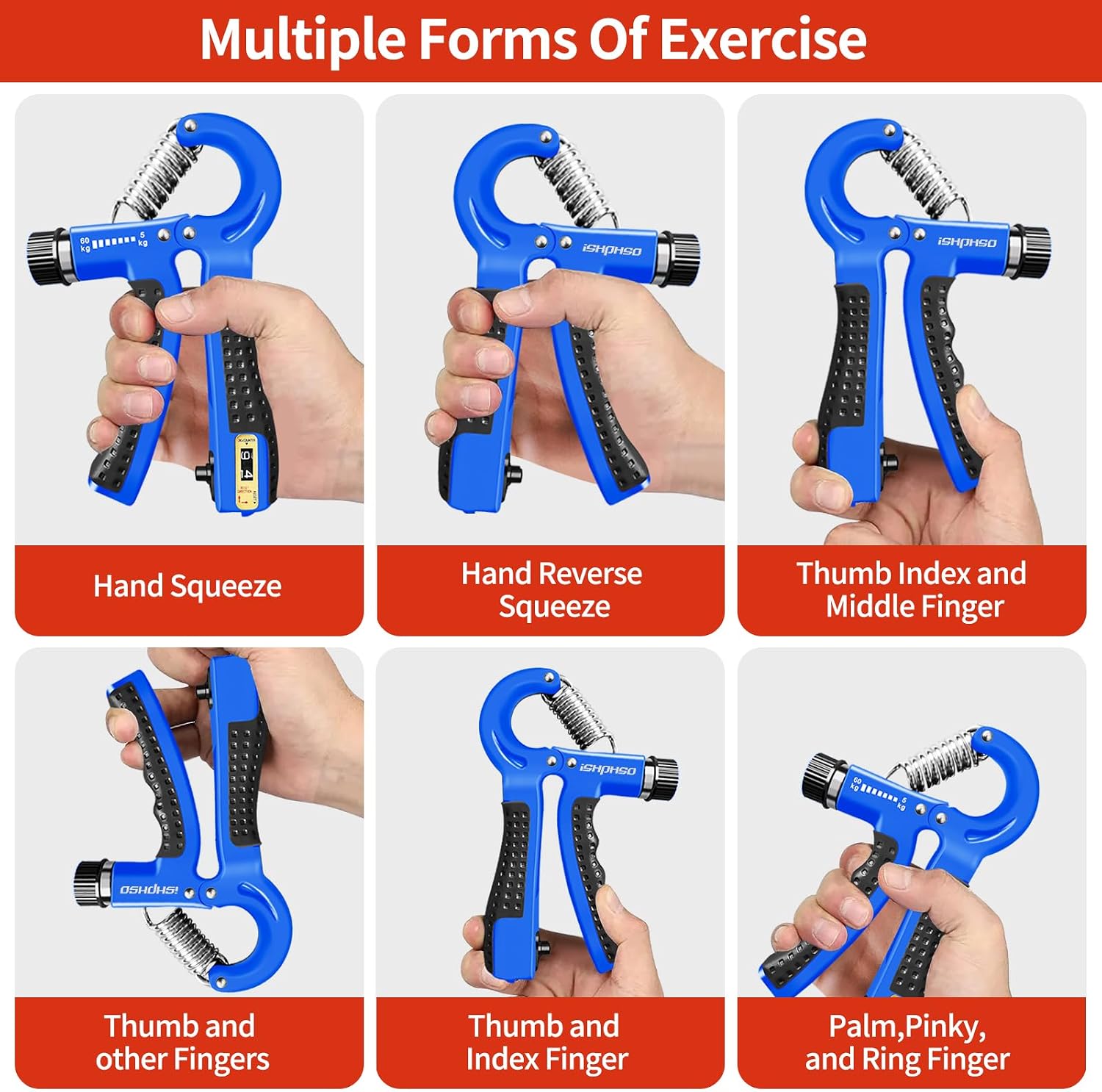Adjustable Grip Strength Trainer Kit 5-in-1 with Counter, Hand Gripper & Finger Exerciser for Forearm Strength, Physical Therapy for Carpal Tunnel & Arthritis, Portable Workout Equipment for Rock Climbing & Gym, Gifts for Men