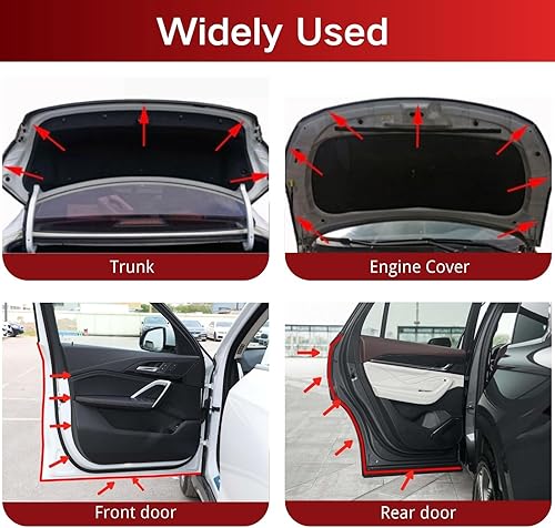 Miniatura 5 de Kaixuan - Tira adhesiva para puerta de automóvil, tira de sellado de goma en forma de D, gran espacio para aislamiento de ruido impermeable, se