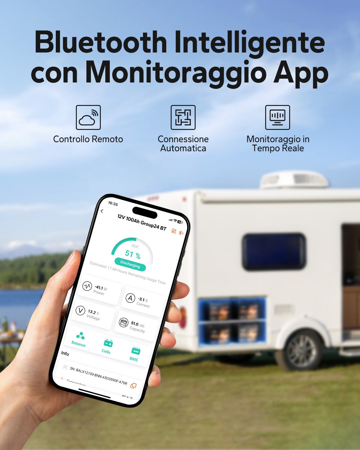 LiTime Batteria Litio 12V 100Ah con Bluetooth per Camper, Barche (3 PACK)