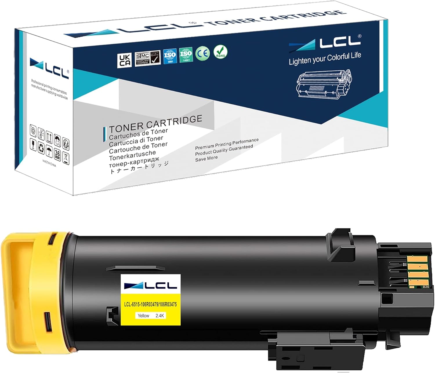 LCL Compatible Toner Cartridge Replacement for Xerox WorkCentre 6515 Phaser 6510 106R03479 106R03475 for Xerox 6515 6510 2400 Pages 6515DN 6515DNI 6515DNM 6515N 6510DN 6510DNI 6510DNM (1-Pack Yellow)