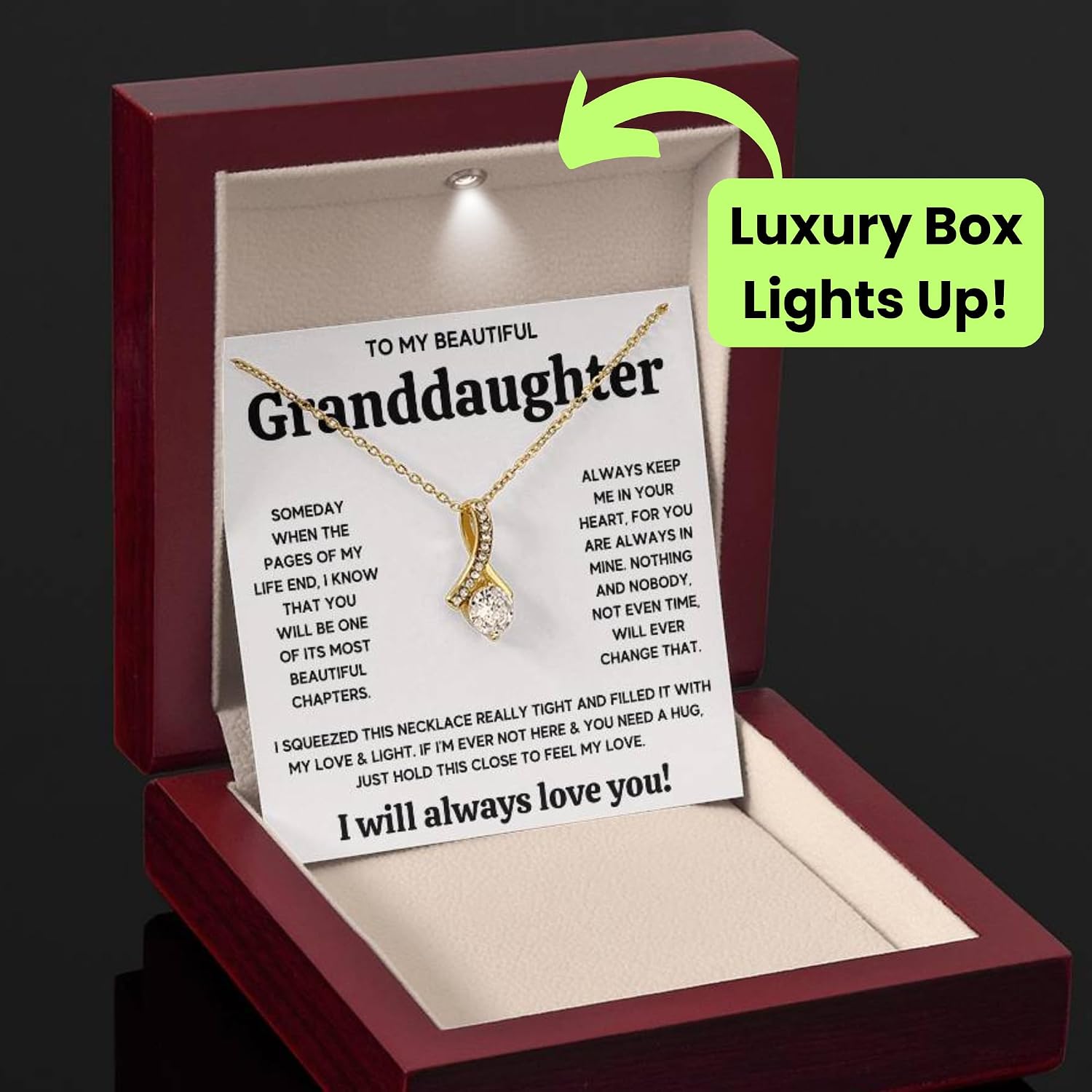 To My Granddaughter from Grandma | Birthday, Graduation, Christmas Jewelry Gift from Grandparents | Charm Necklace with Message Card and Gift Box